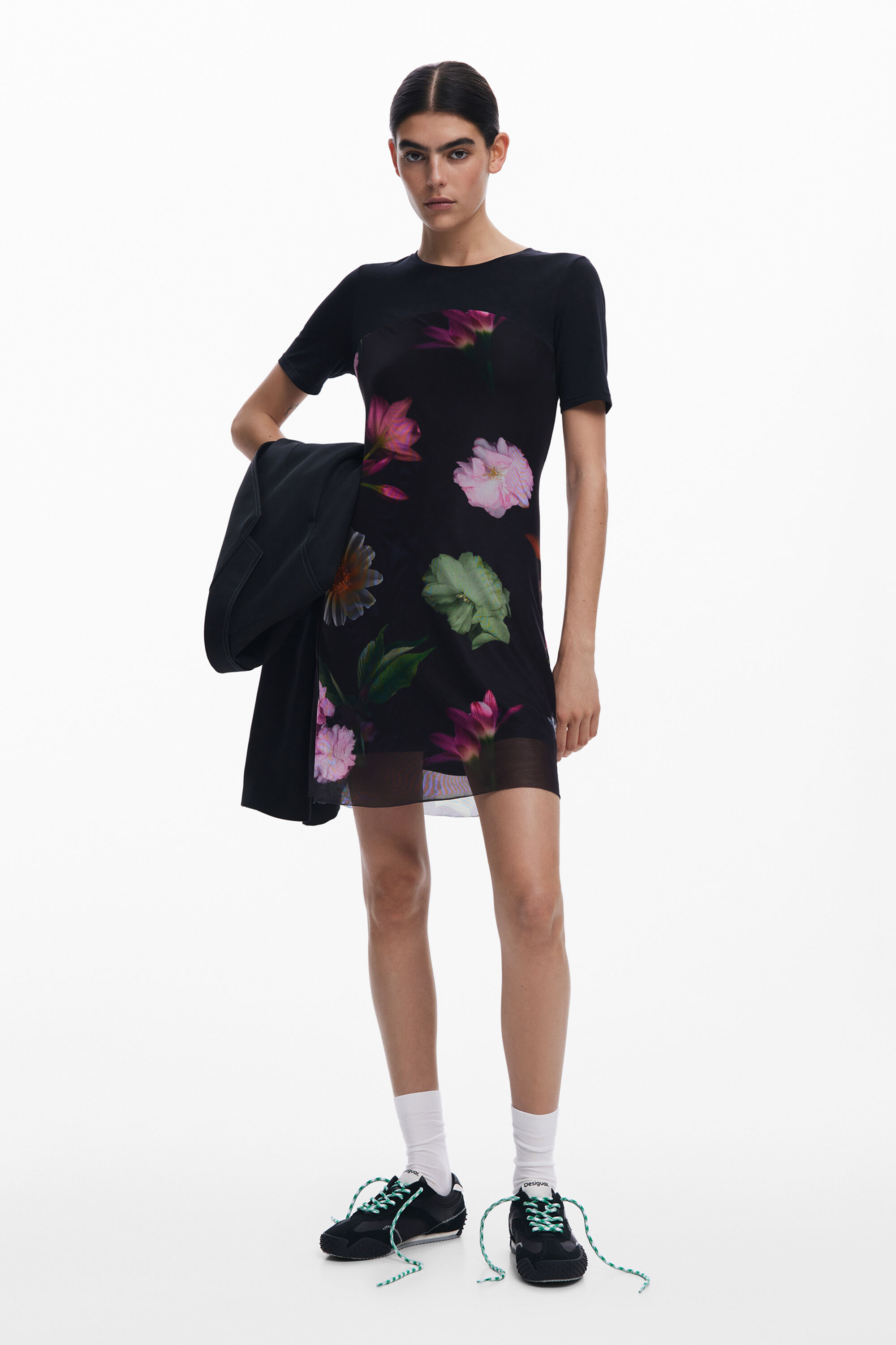 Vestido corto combinado flores mujer Desigual