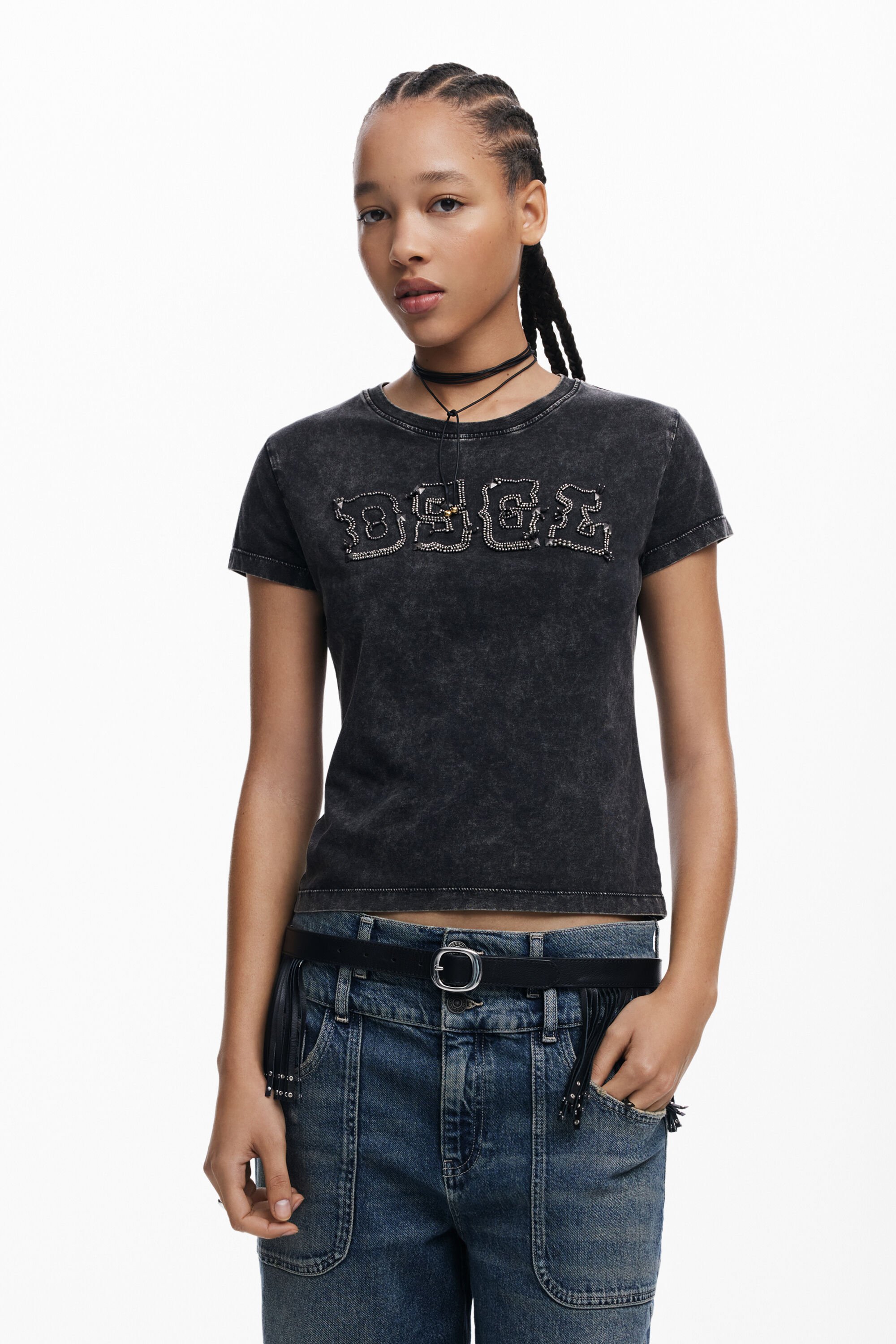 Camiseta Desigual con Tachuelas para Mujer