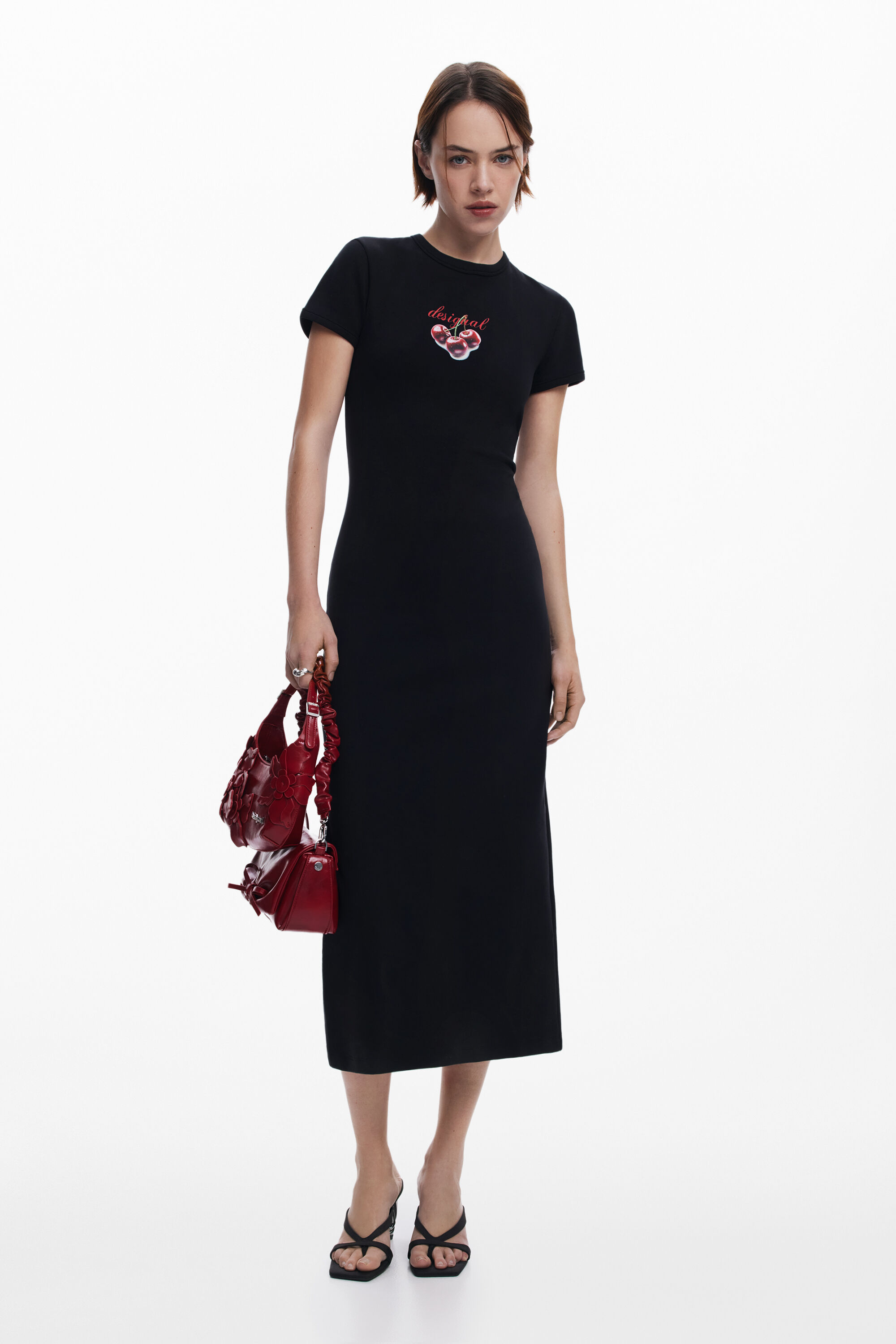 Vestido midi "Canalé Cerezas" Mujer Desigual