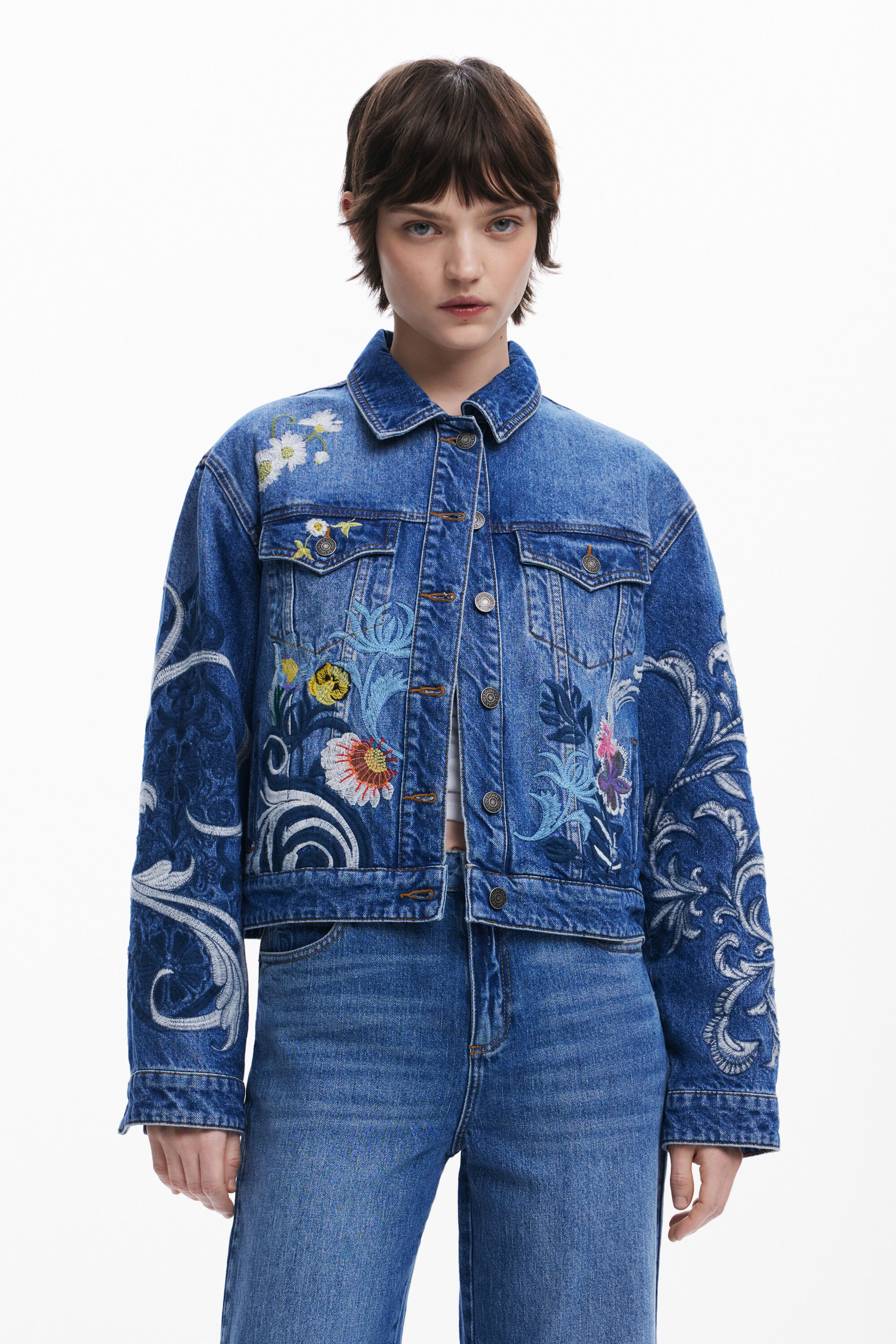 Chaqueta Vaquera con Bordados para Mujer Desigual