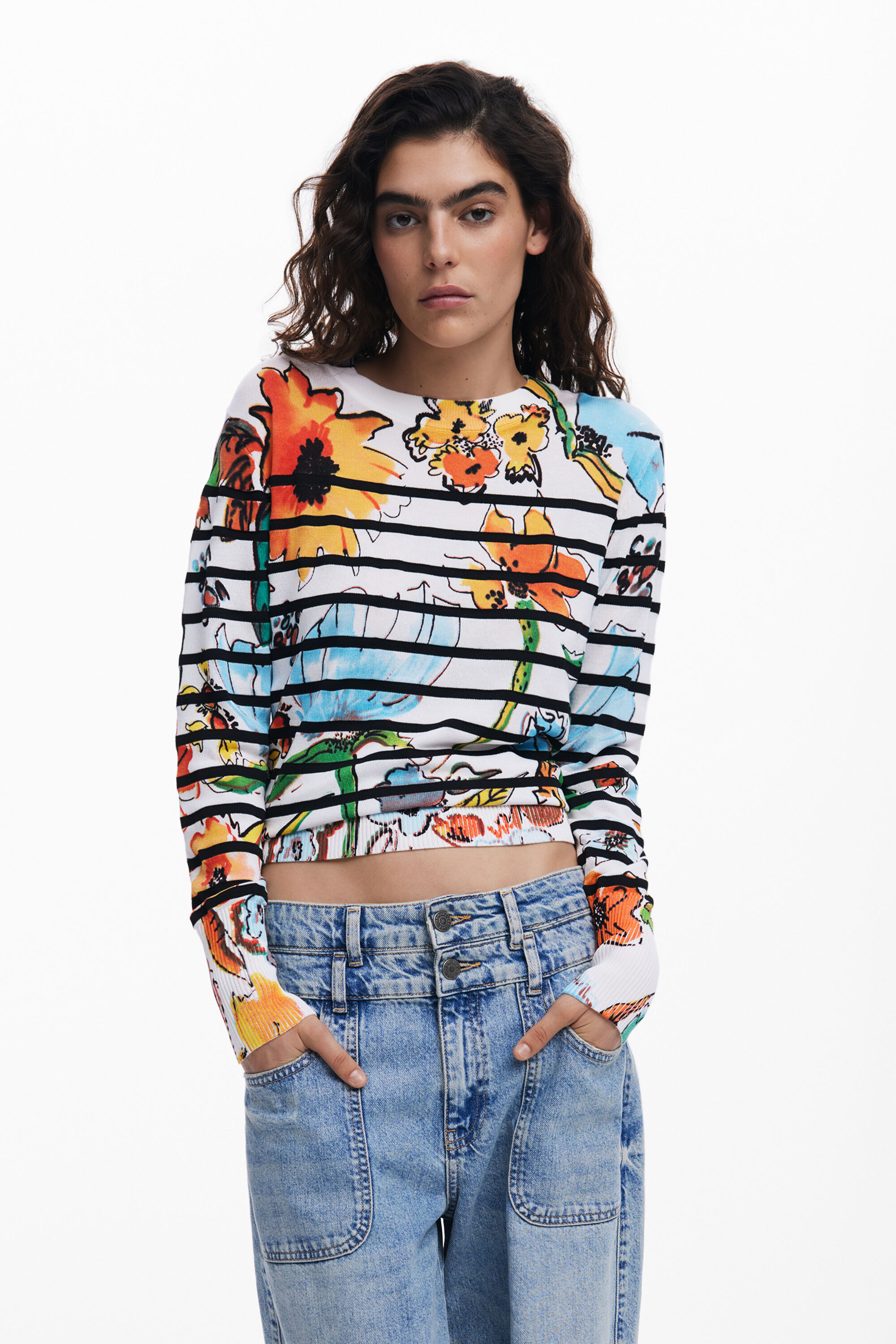 Jersey de mujer Desigual con rayas y flores