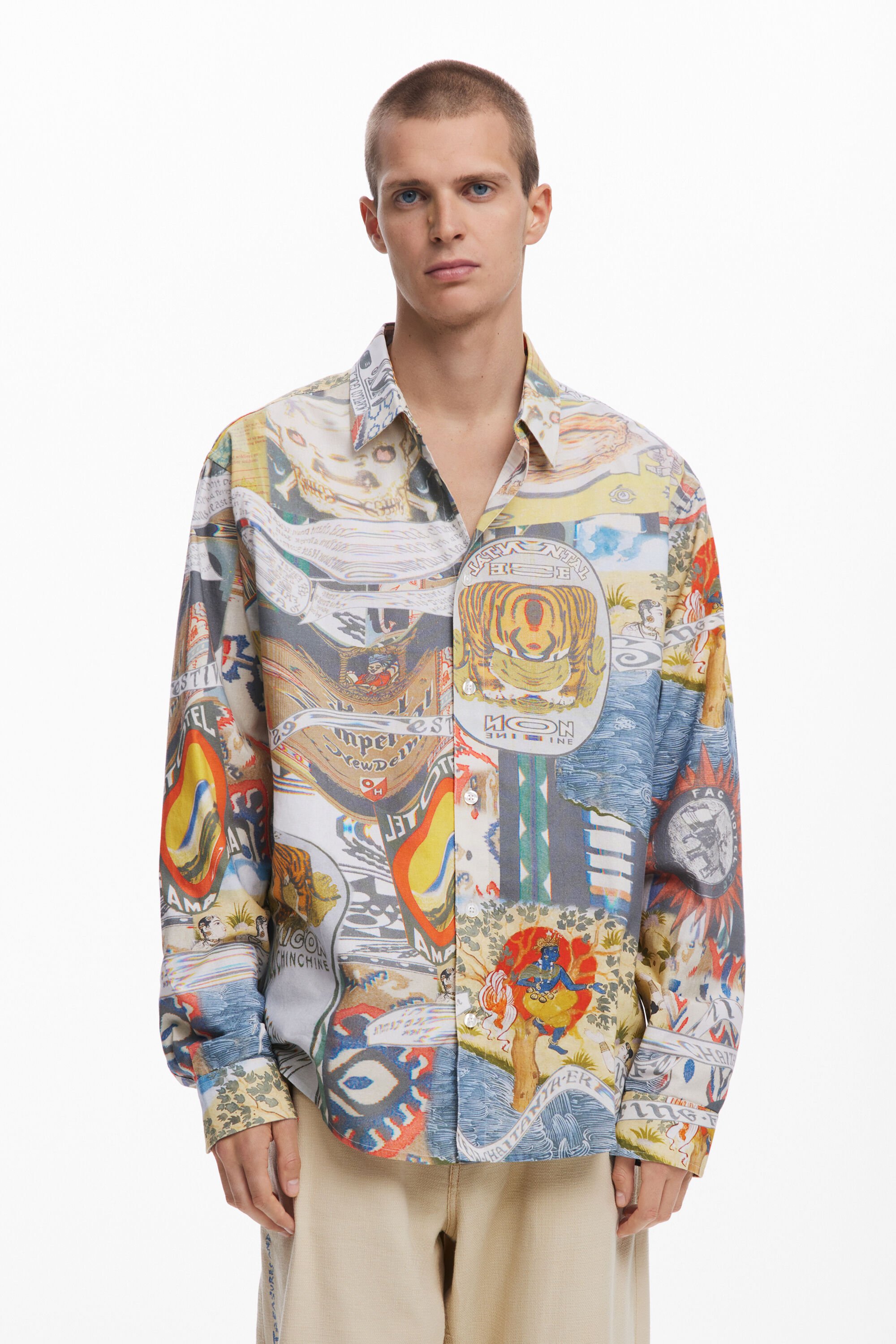 Camisa Desigual con Estampado Étnico para Hombre