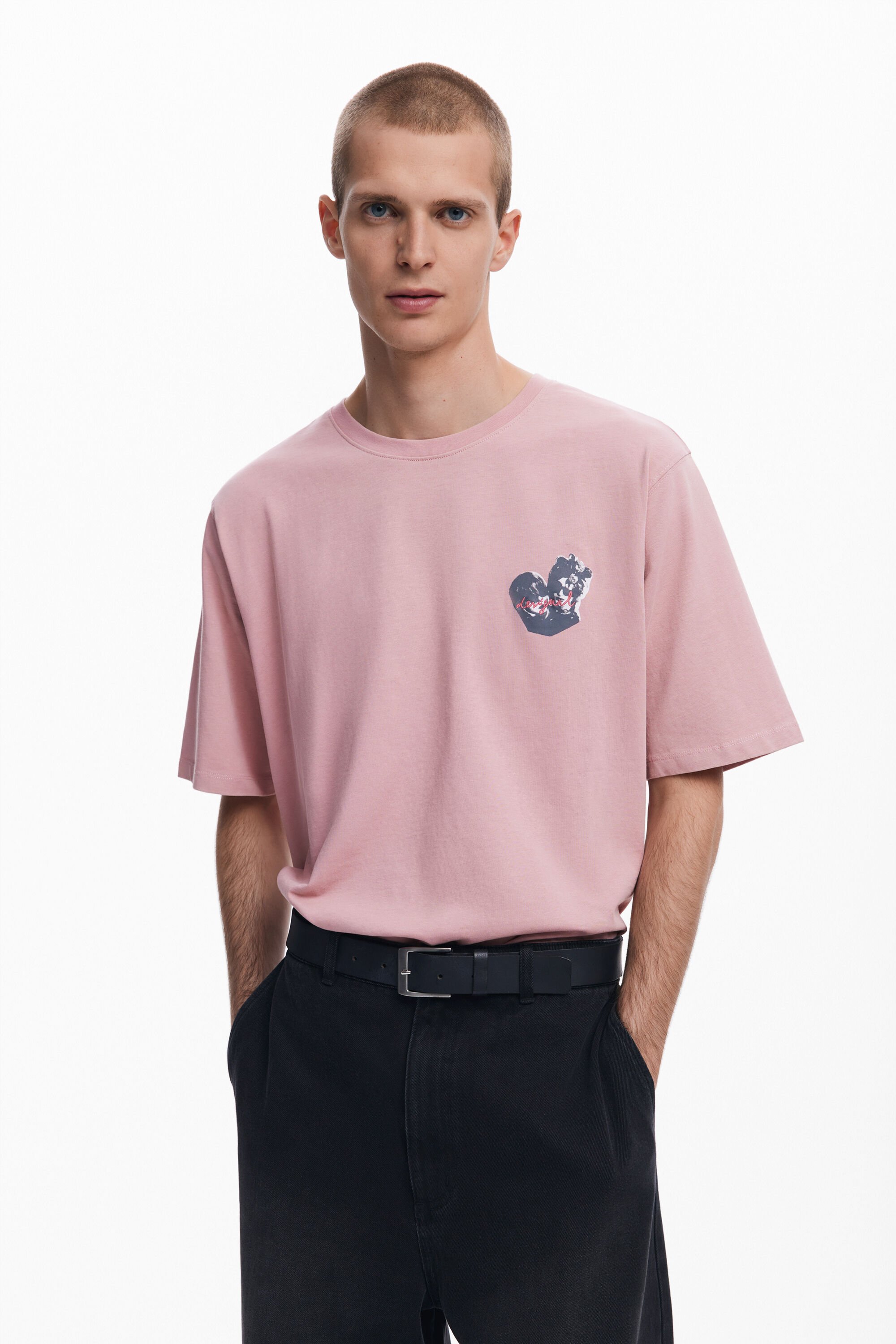 Desigual Camiseta con Estampado de Rosas para Hombre