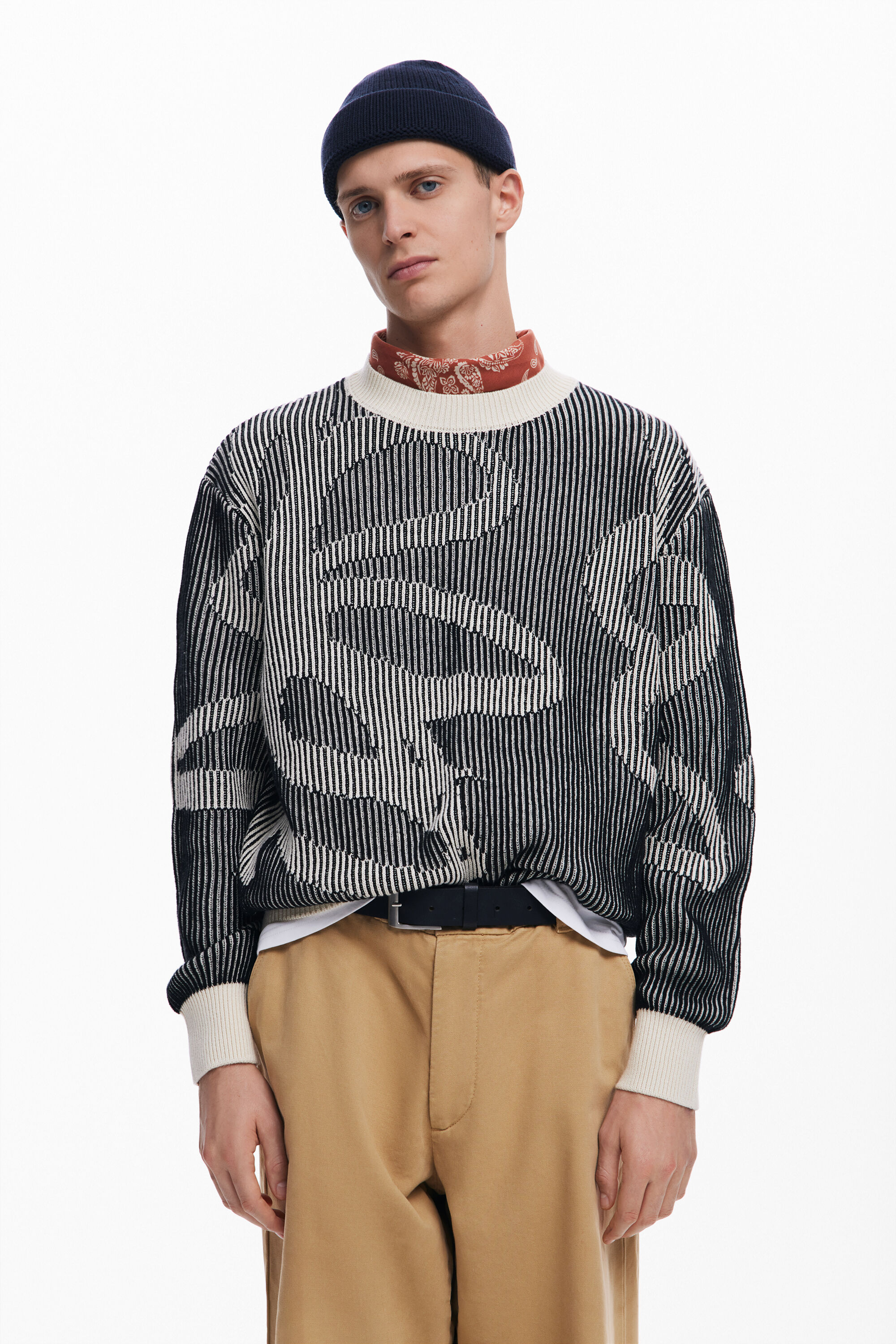 Jersey de Hombre Desigual Jaquard Flores Jersey de Hombre Desigual Jaquard Flores