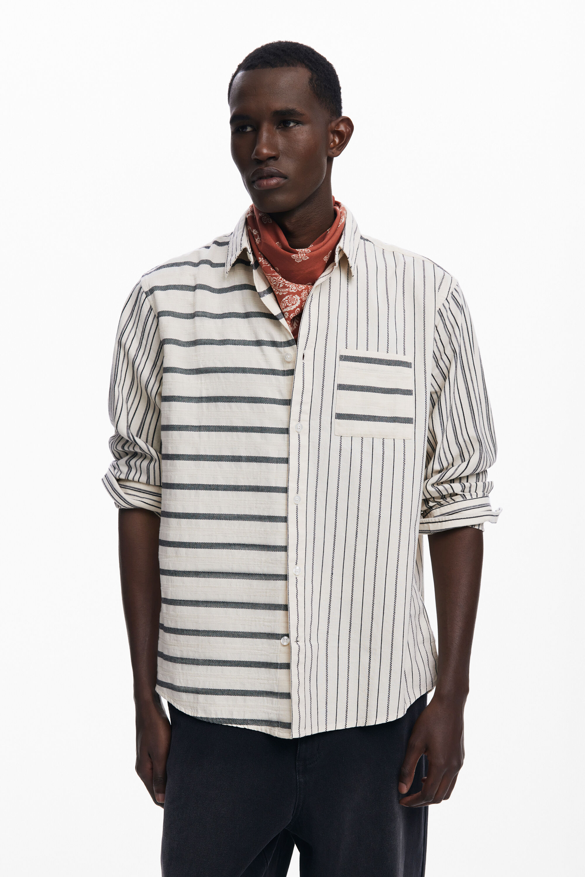 Camisa de rayas asimétricas para hombre Camisa de rayas asimétricas para hombre