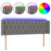 Cabecero con LED de tela gris oscuro, 163x16x78/88 cm