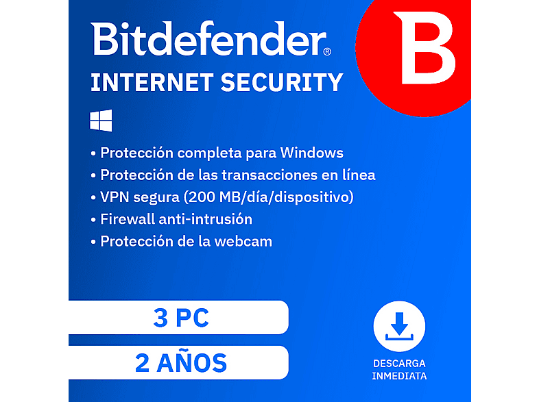 Bitdefender Internet Security, 3 Dispositivos, 2 Años