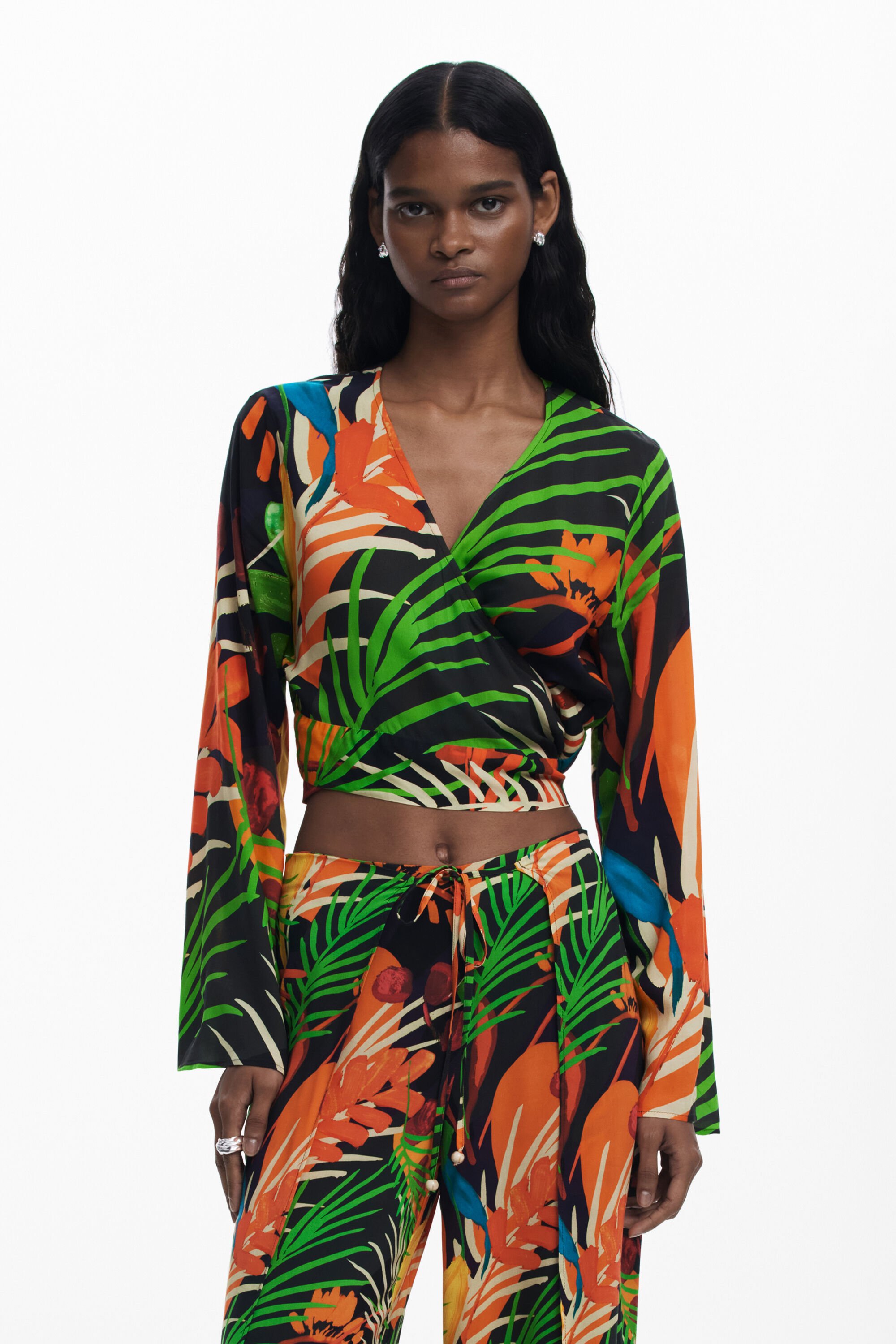 Top Cruzado Tropical Desigual para Mujer