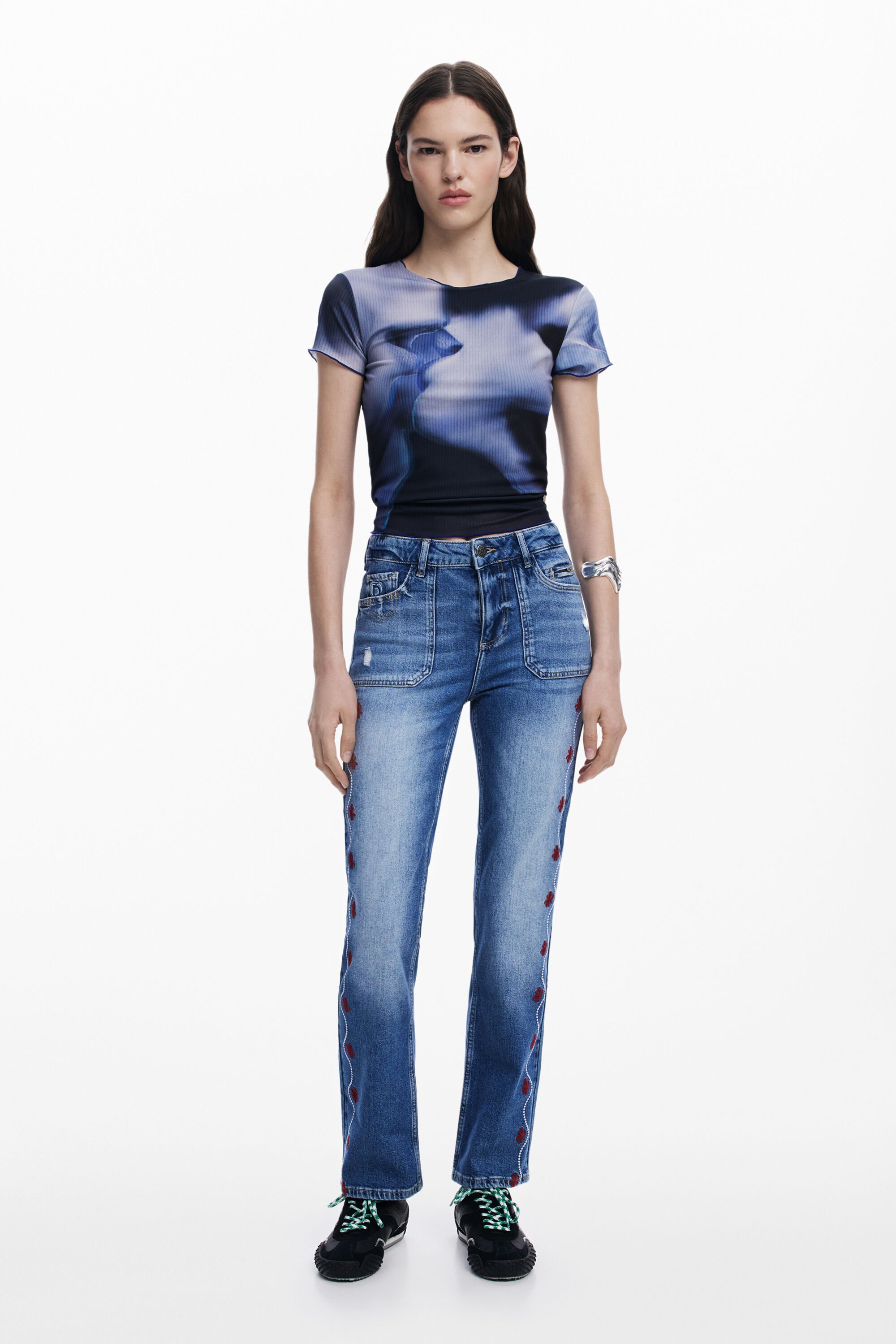 Vaquero recto cenefa mujer Desigual
