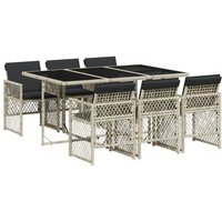 Set de Comedor de Jardín de 7 Piezas de Ratán Sintético