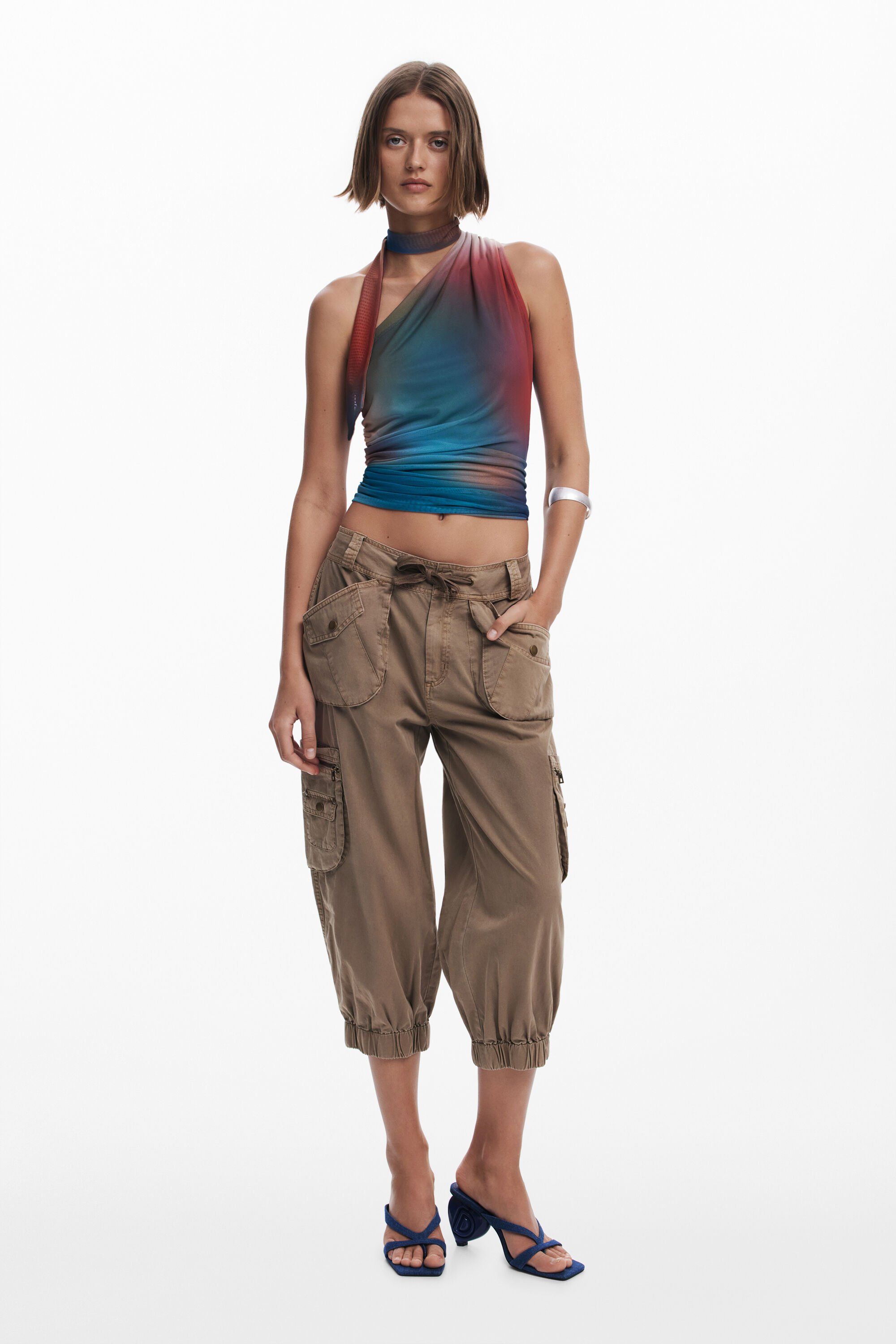 Pantalón Capri Cargo Mujer Desigual Pantalón Capri Cargo Mujer Desigual