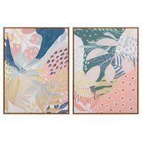 Set 2 Cuadros Hojas, 80% Pintado A Mano, 60x4x80 Cm