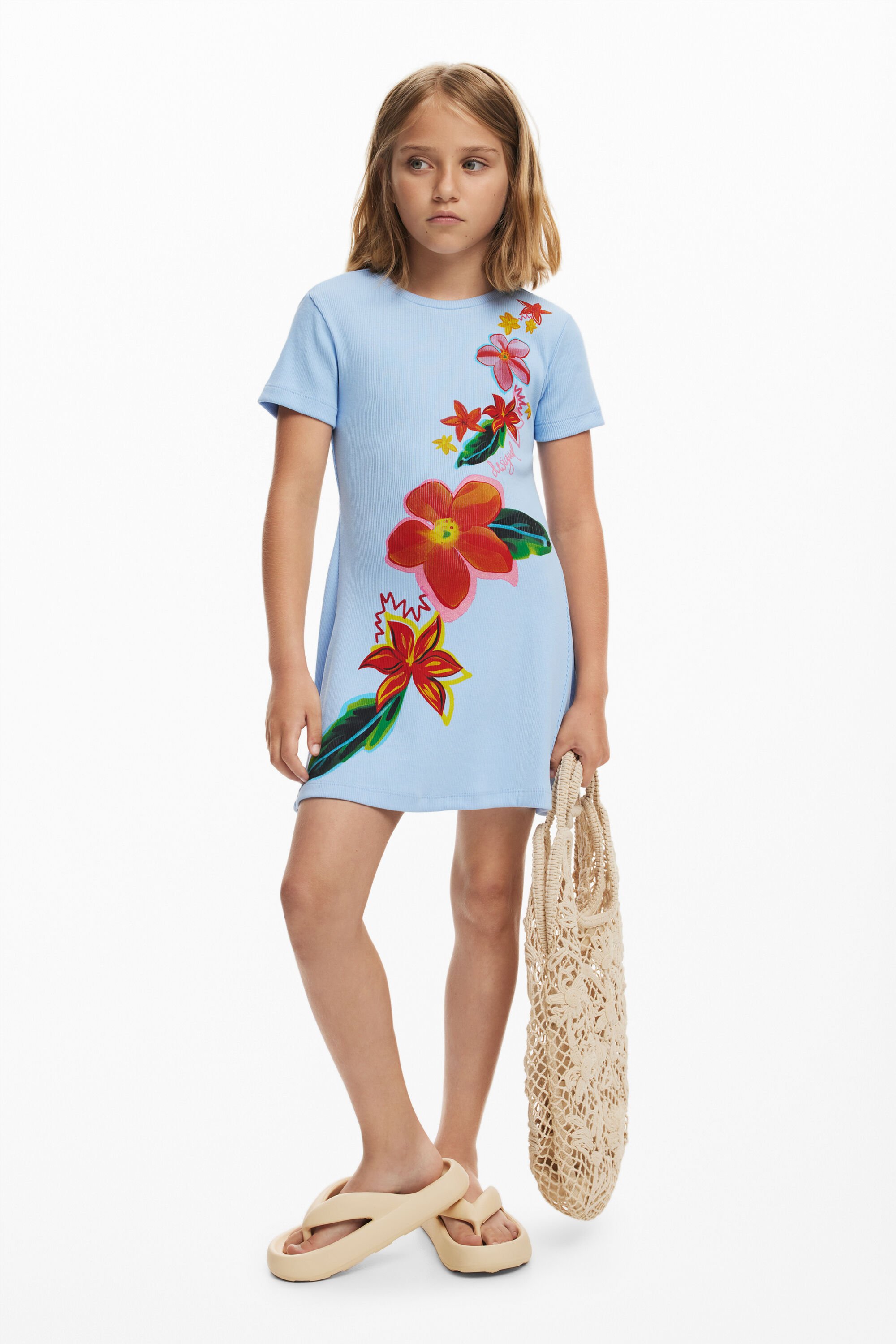 Vestido Corto Estampado Desigual
