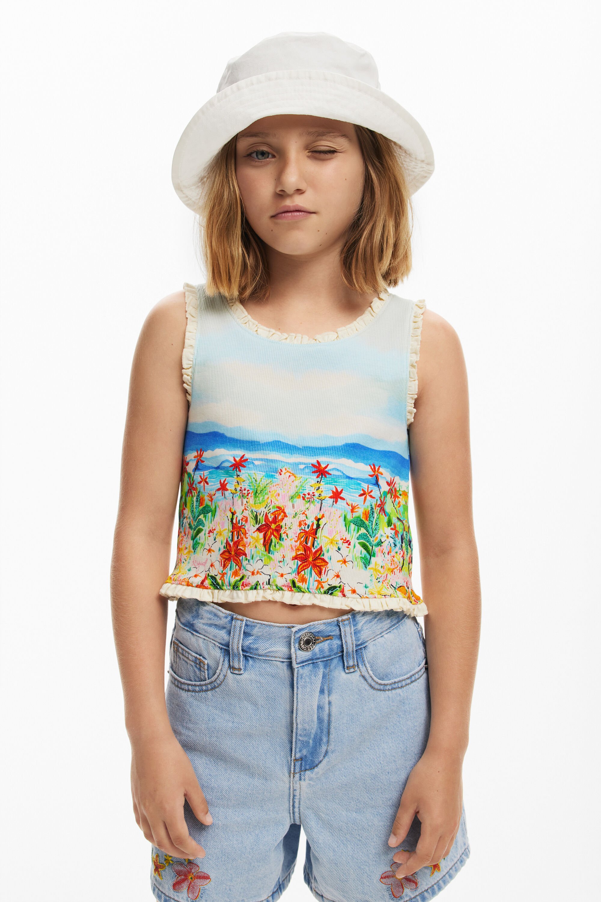 Camiseta Desigual con Estampado Paisaje