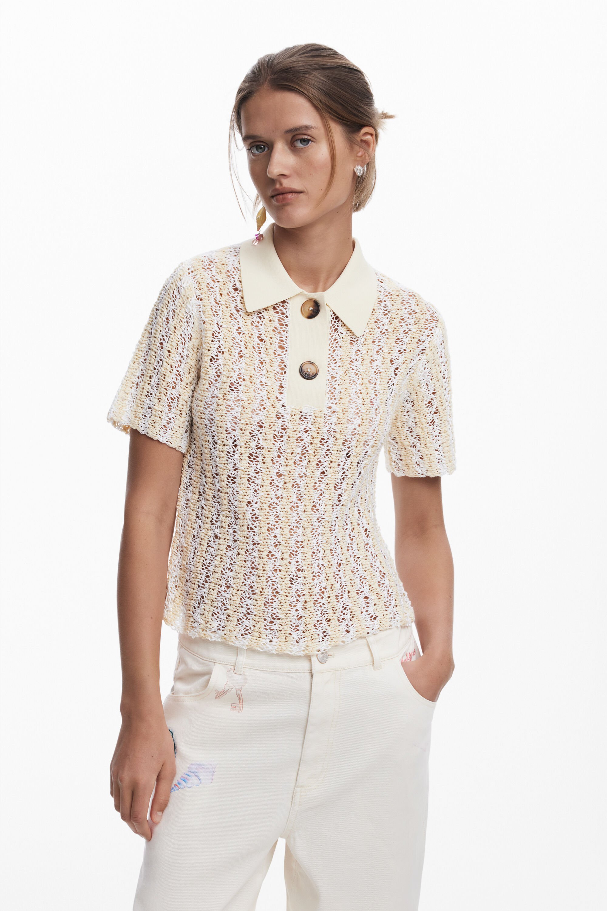 Desigual Polo de Crochet para Hombre