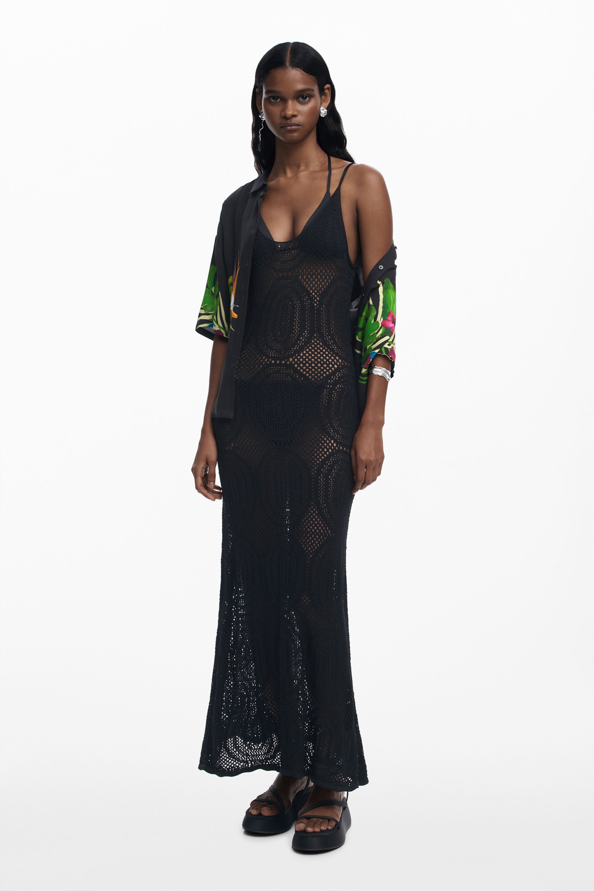 Vestido de tirantes de crochet Desigual