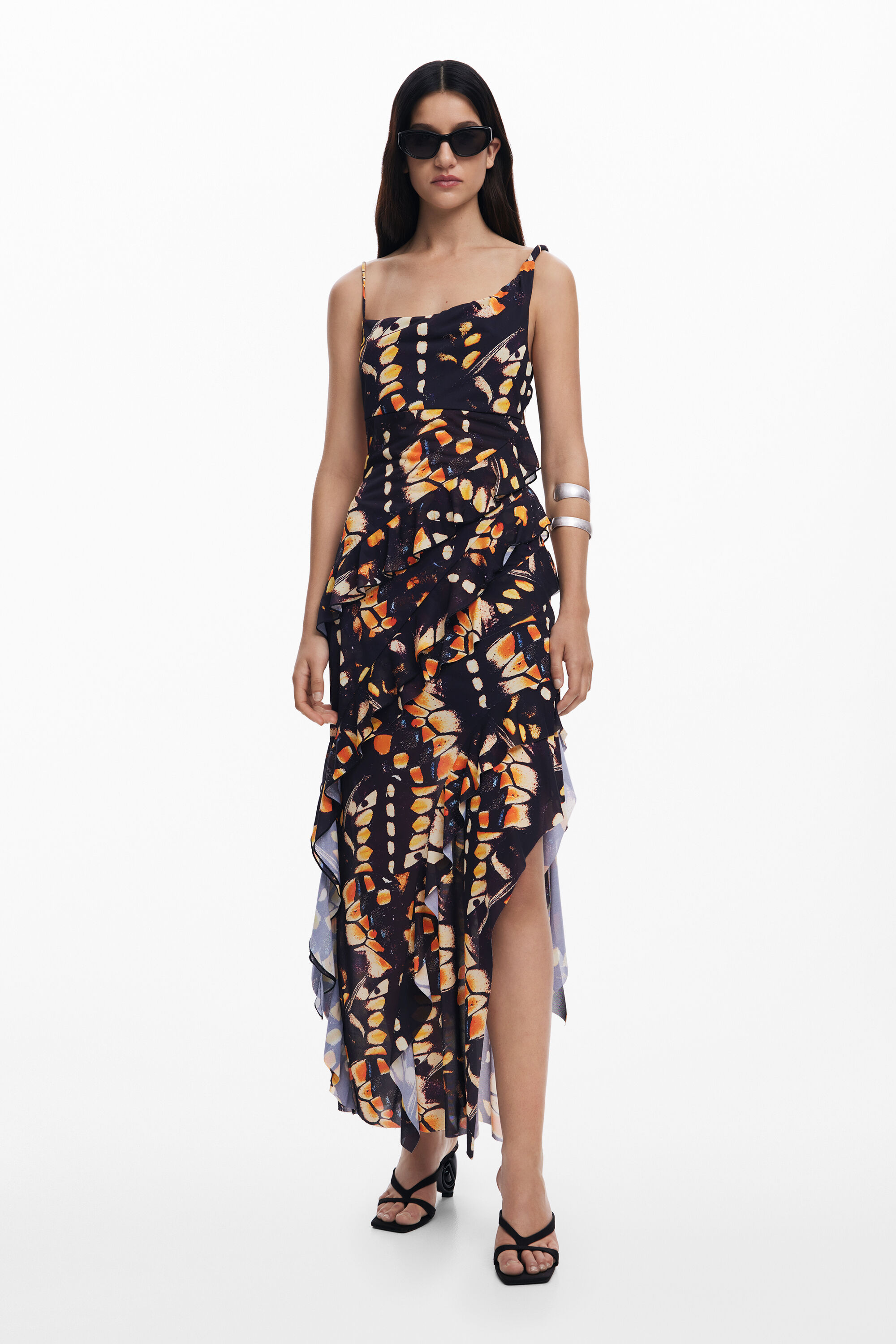 Falda Desigual Voltantes Mariposas