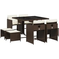 Set Comedor para Jardín 9 Piezas Ratán Sintético