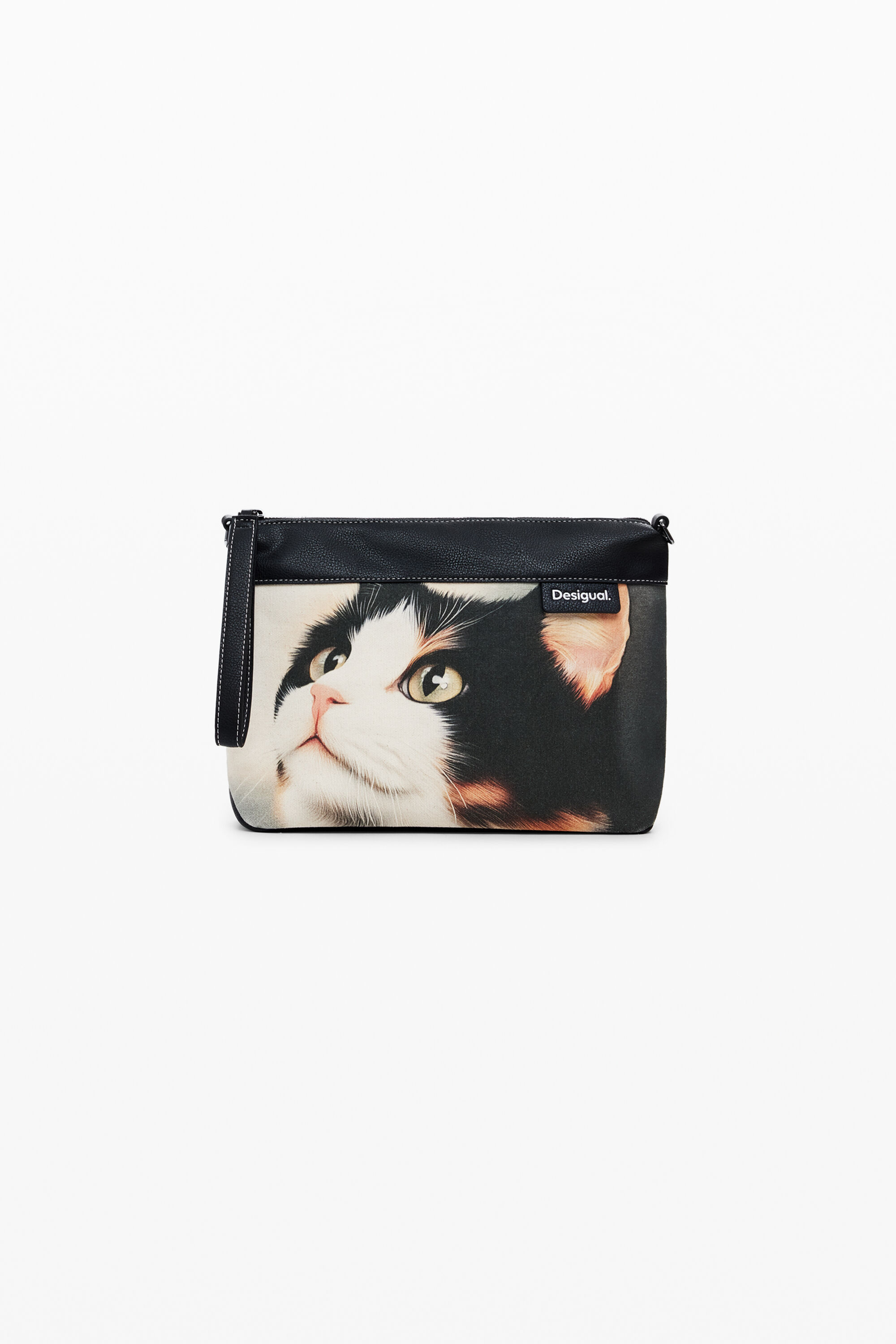 Cartera Desigual Grande Tipo Shopper con Estampado de Gato