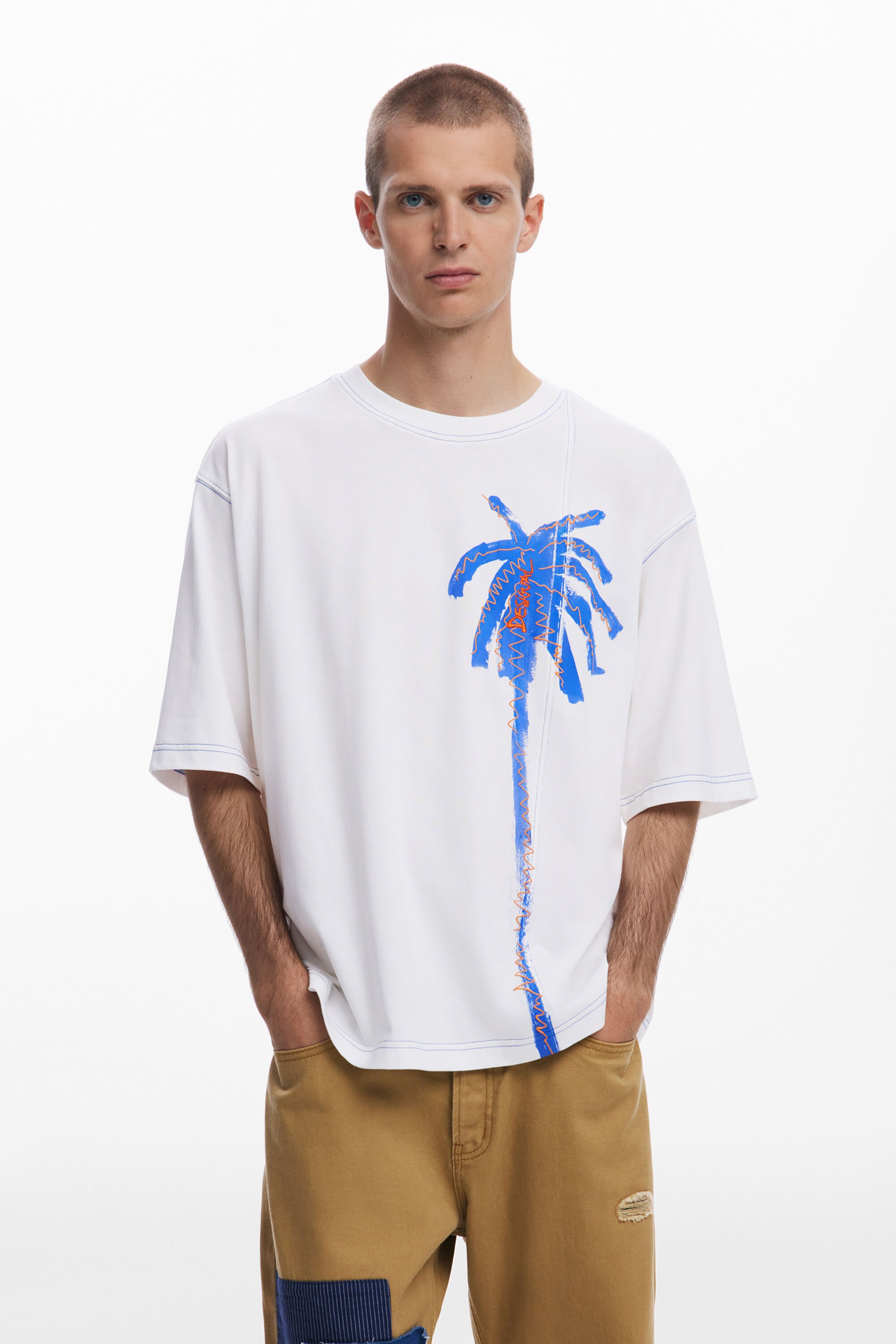 Camiseta Desigual "Palmera Pespuntes" para Hombre