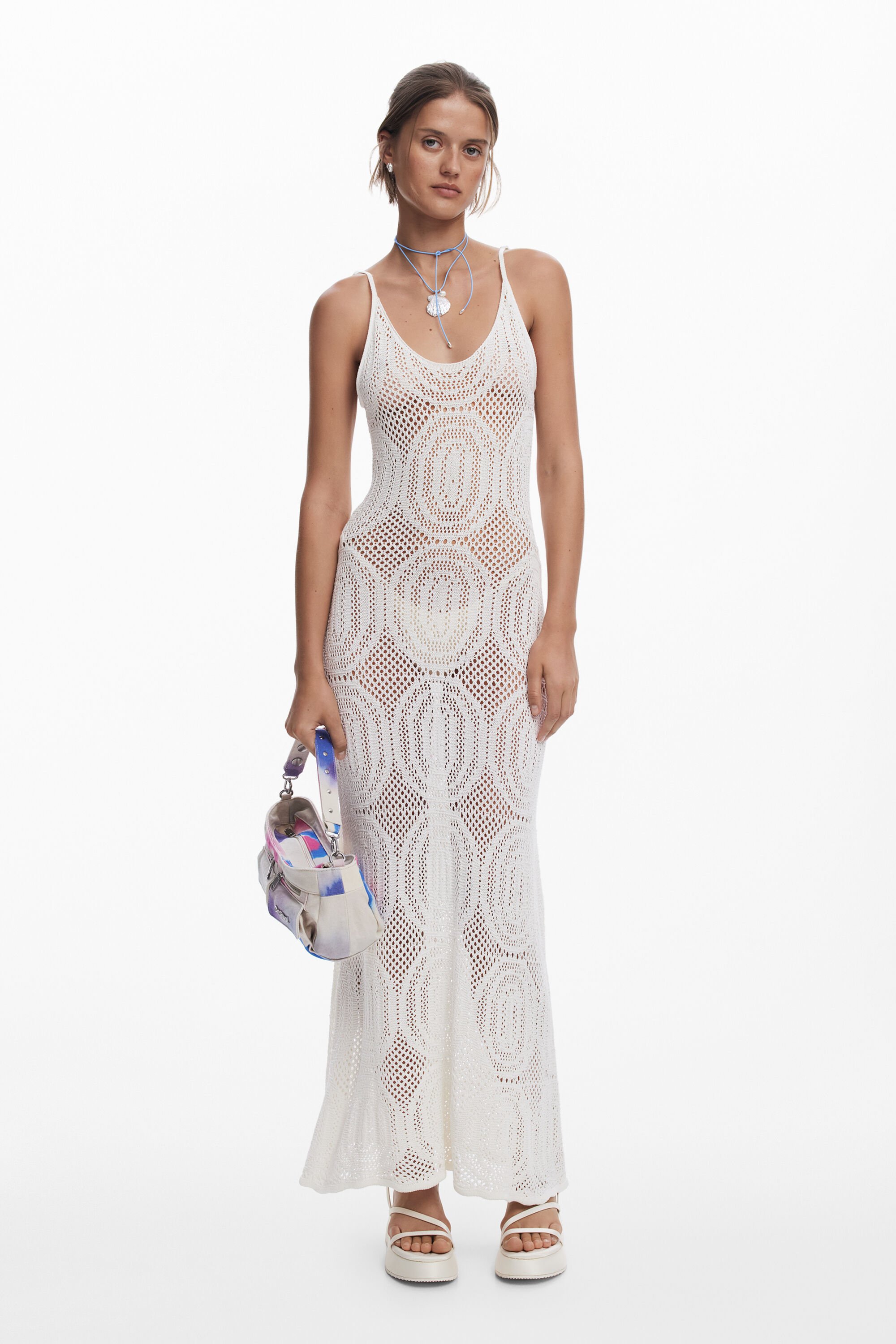 Vestido de tirantes de crochet Desigual