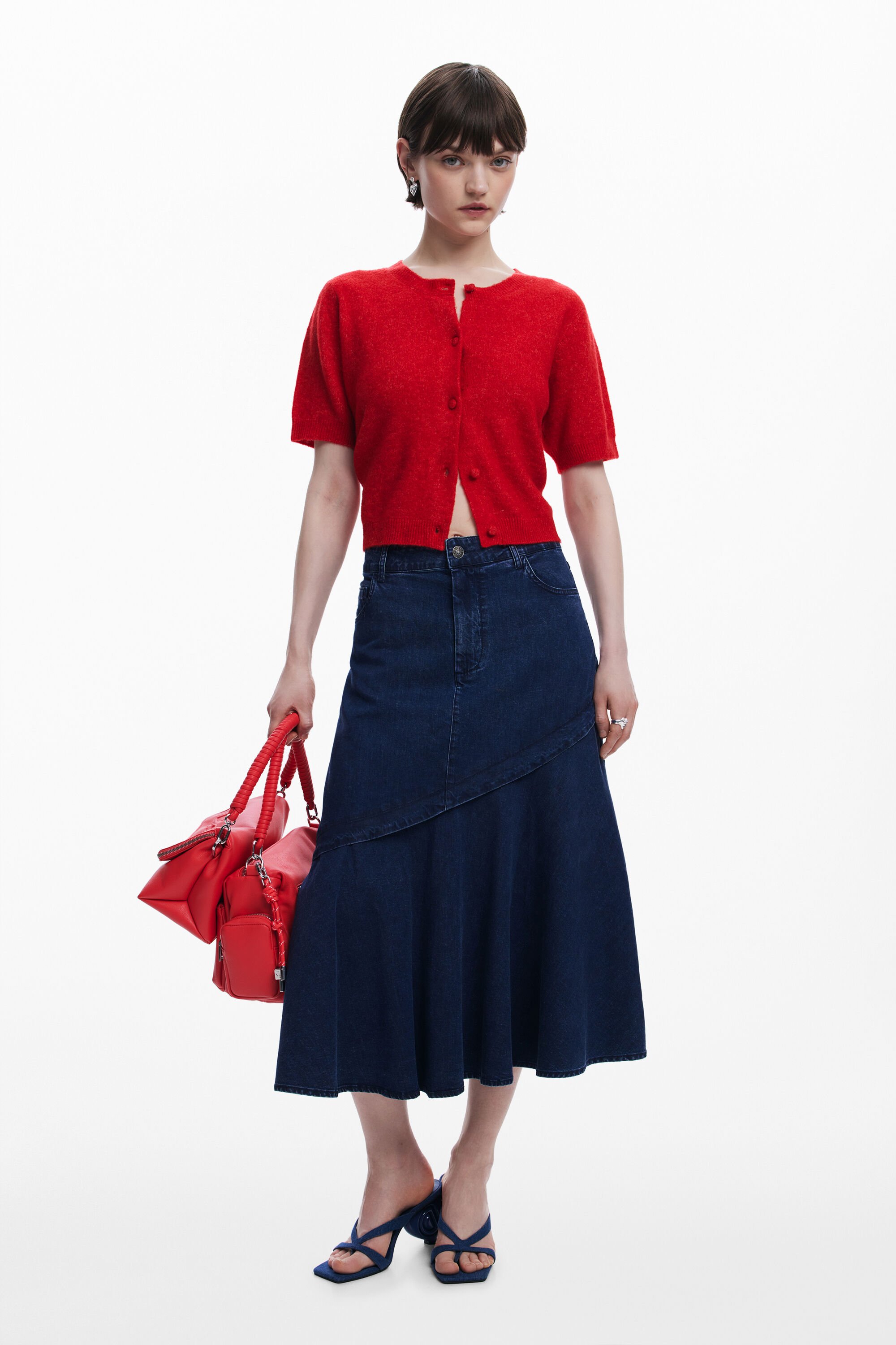 Desigual Falda midi vaquera volante