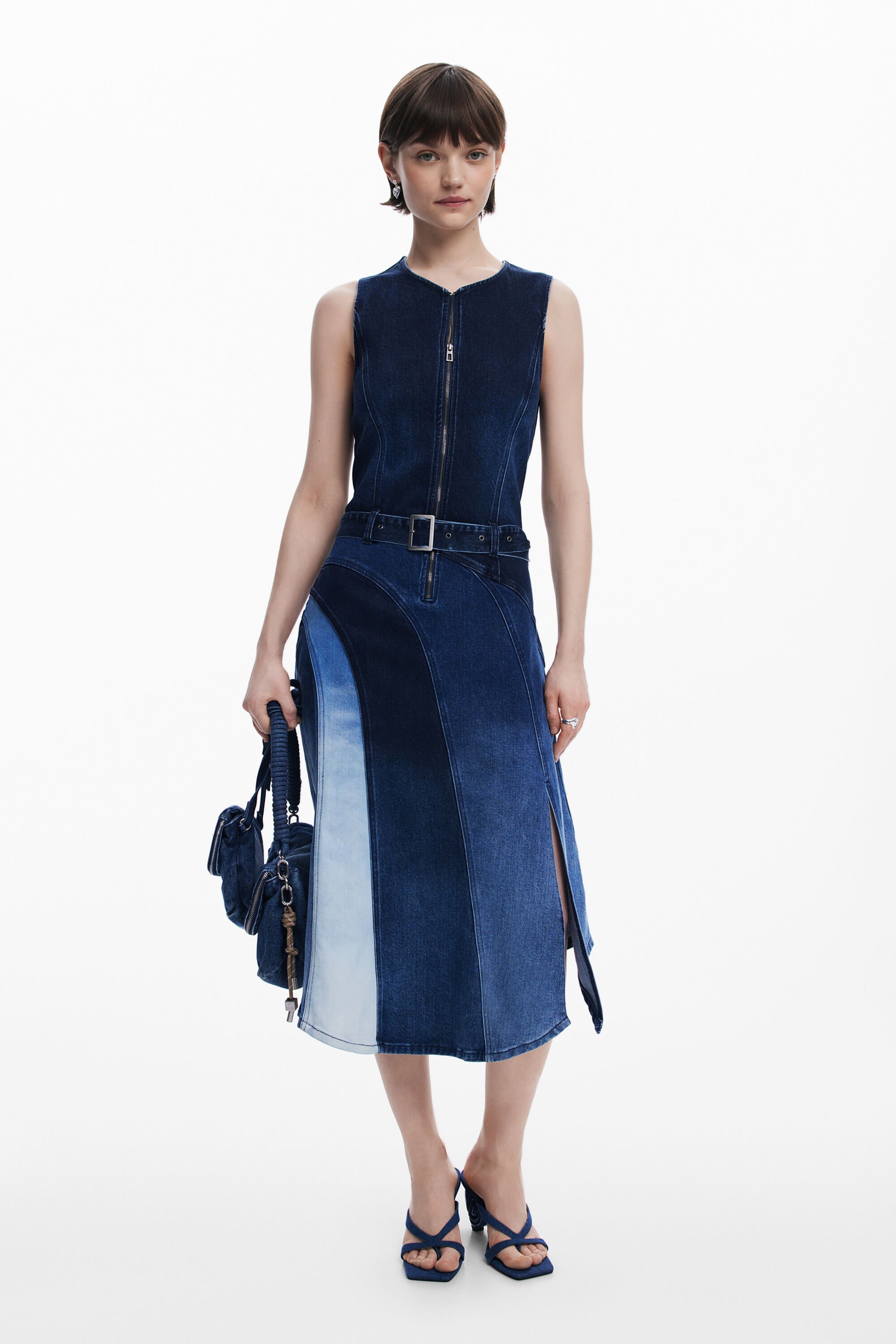 Vestido midi vaquero cinturón Desigual