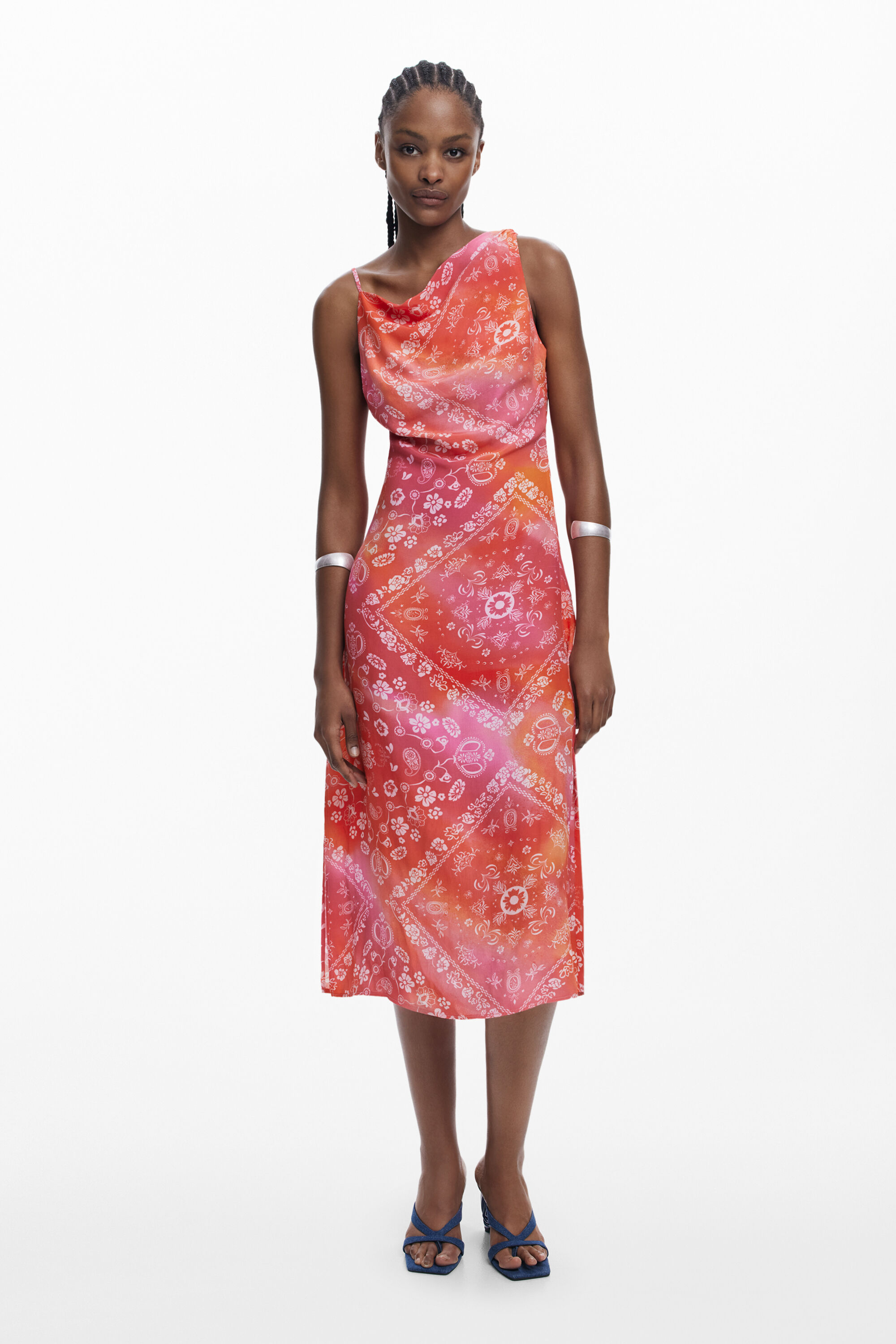 Vestido Desigual con Estampado de Bandana
