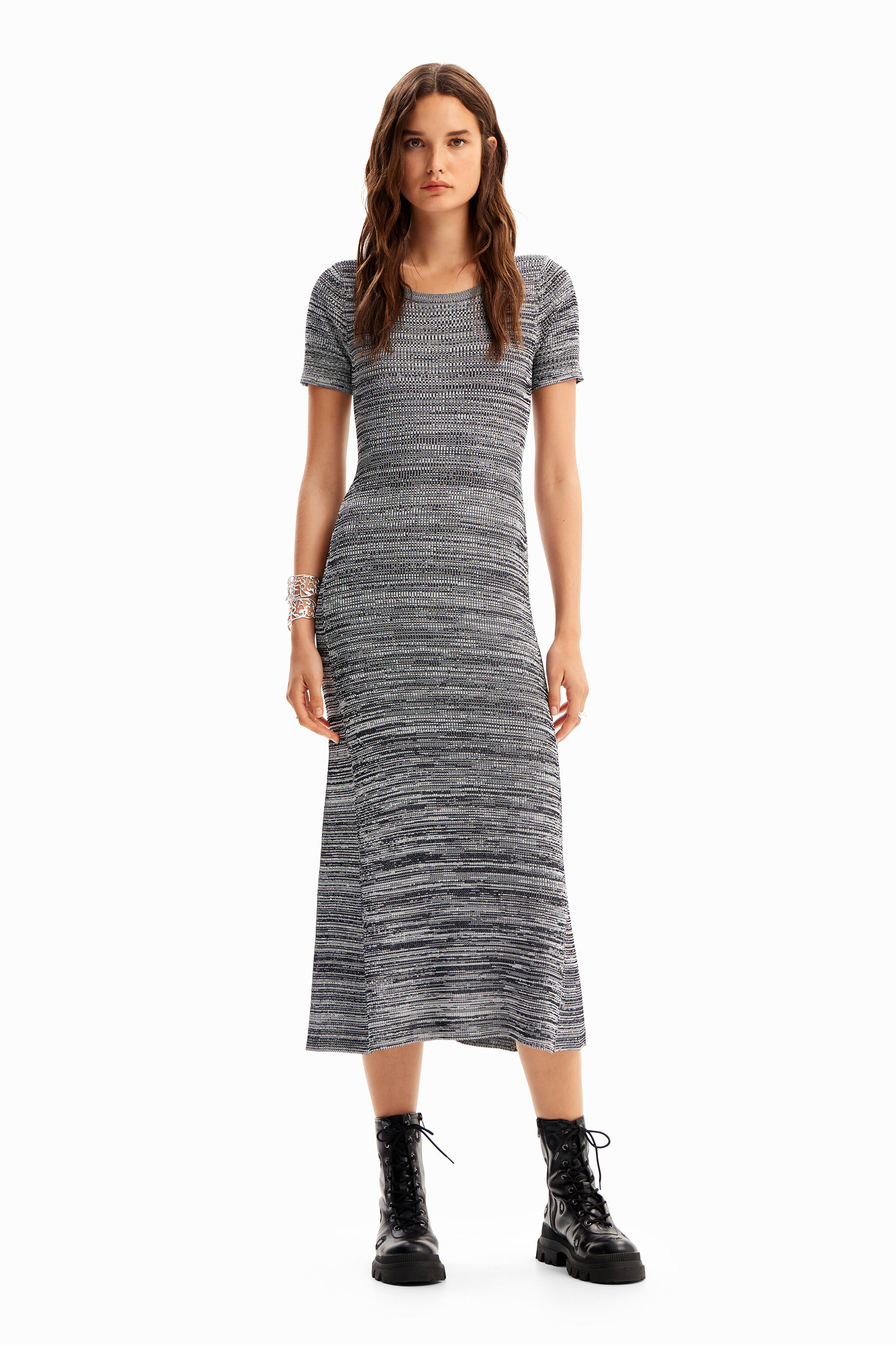 Desigual Vestido Largo Canalé Jaspeado