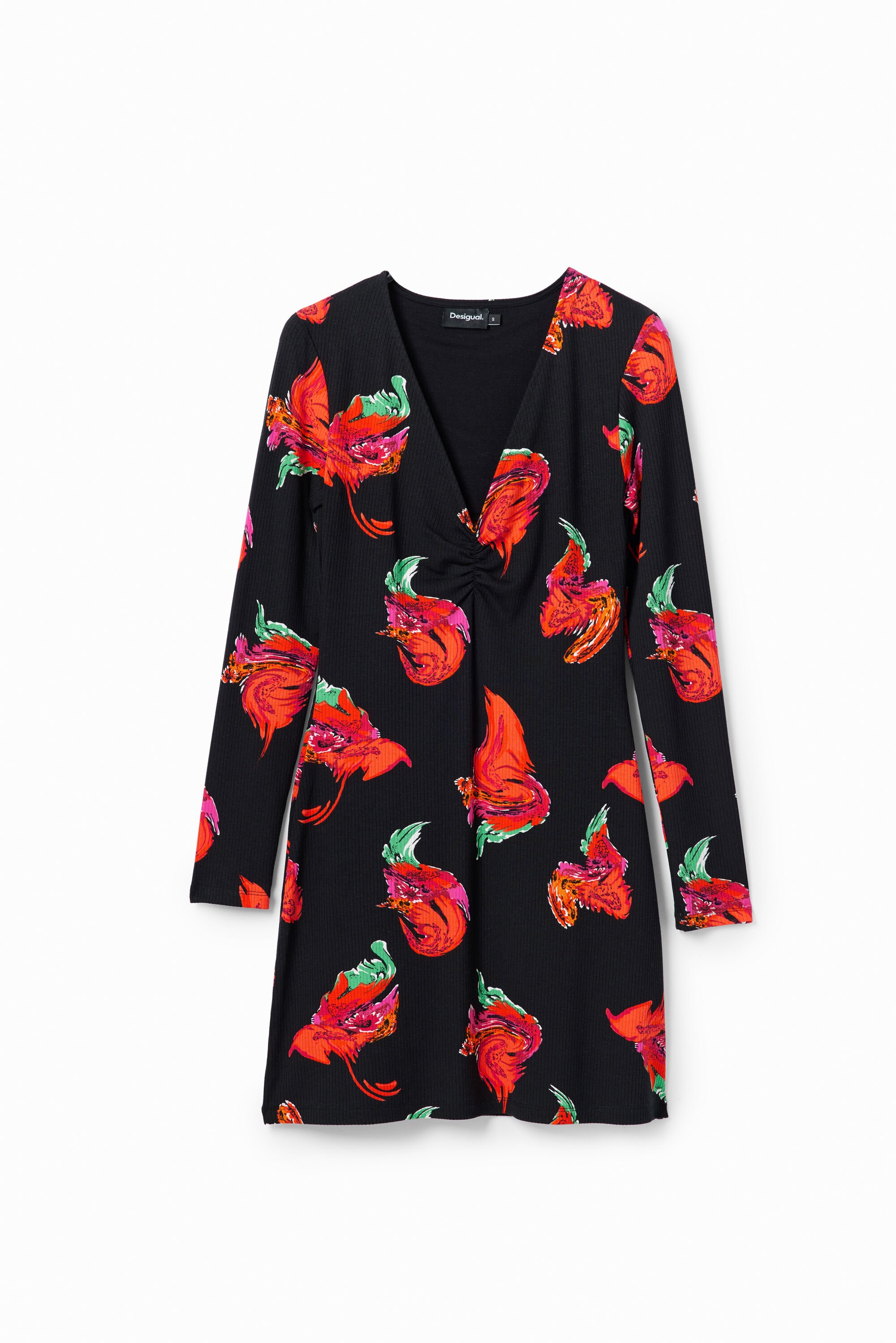 Vestido mini Desigual canalé flores