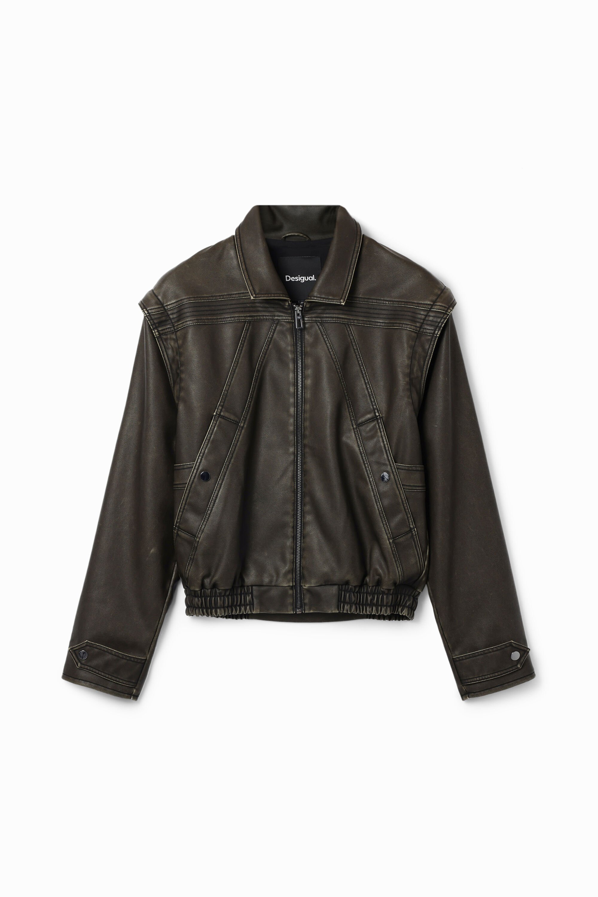 Chaqueta Desigual de Piel Sintética con Mangas Desmontables para Mujer