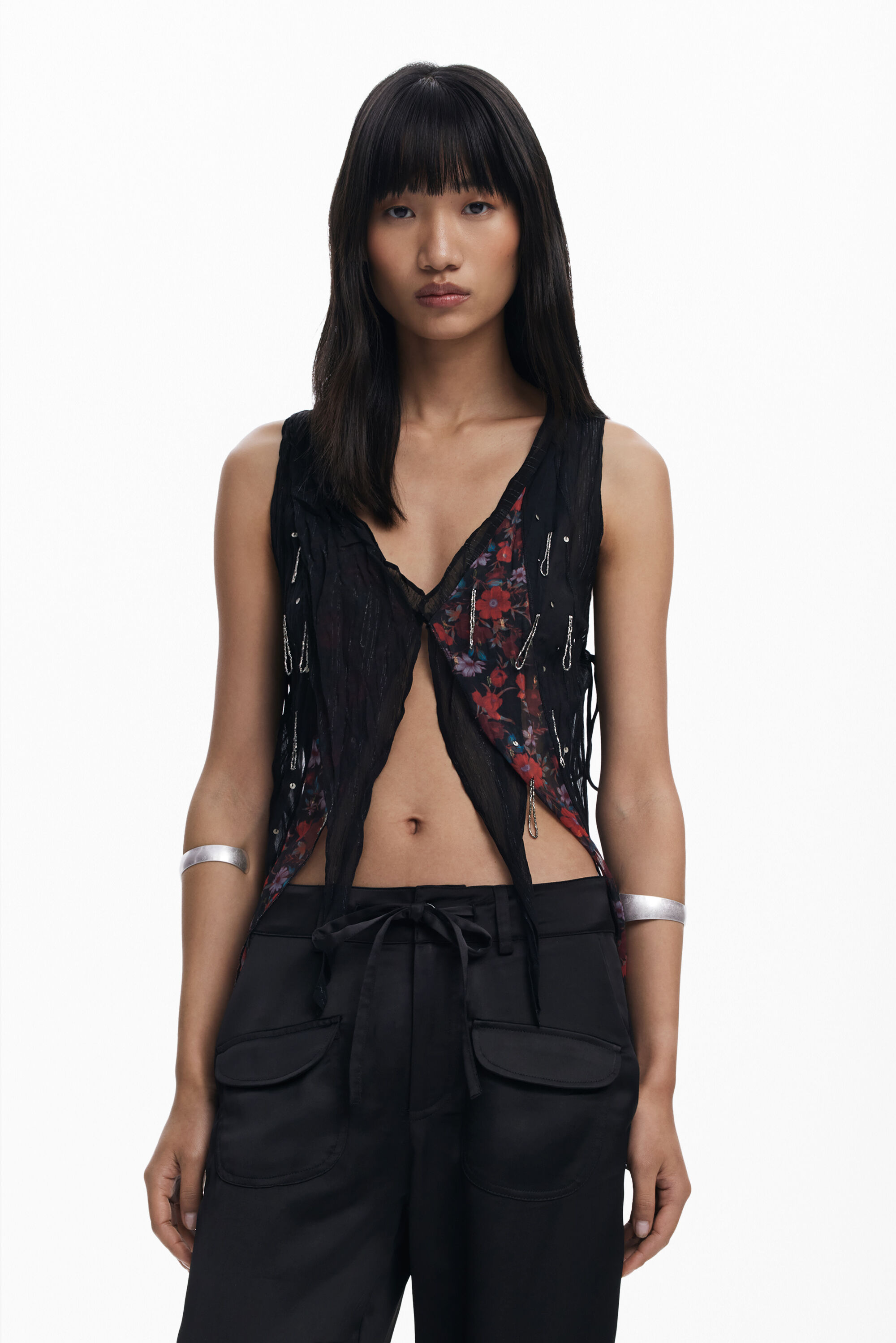 Blusa asimétrica de gasa