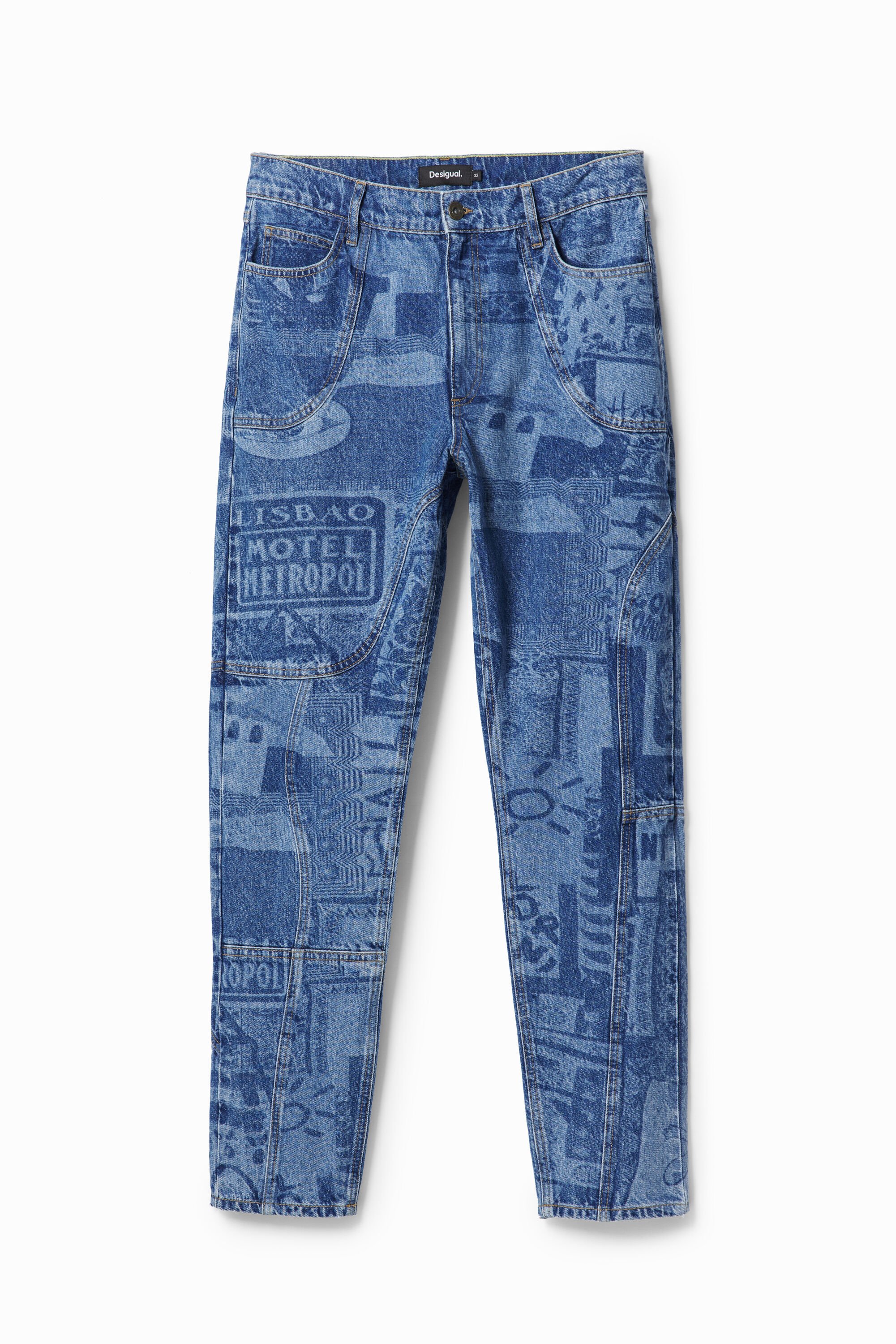 Desigual Vaqueros Carrot Estampado Láser Hombre