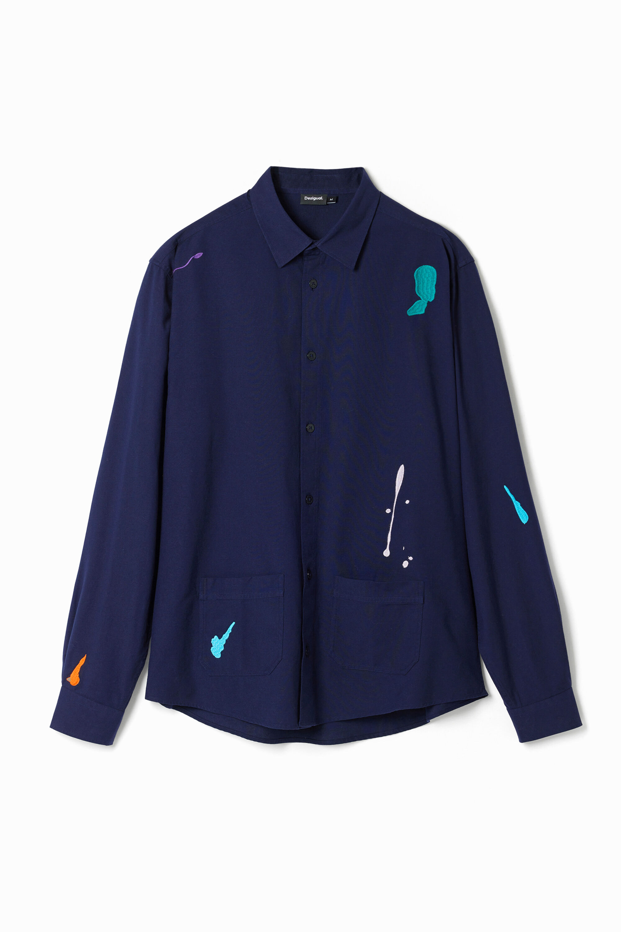 Camisa de Lino con Parches para Hombre Desigual