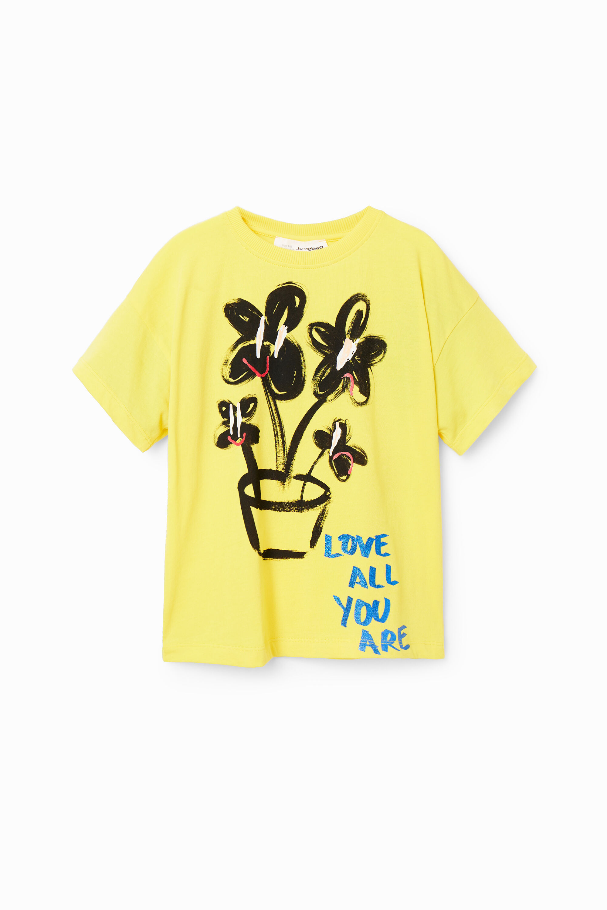 Camiseta de manga corta Desigual para hombre con estampado de planta y "Fe"