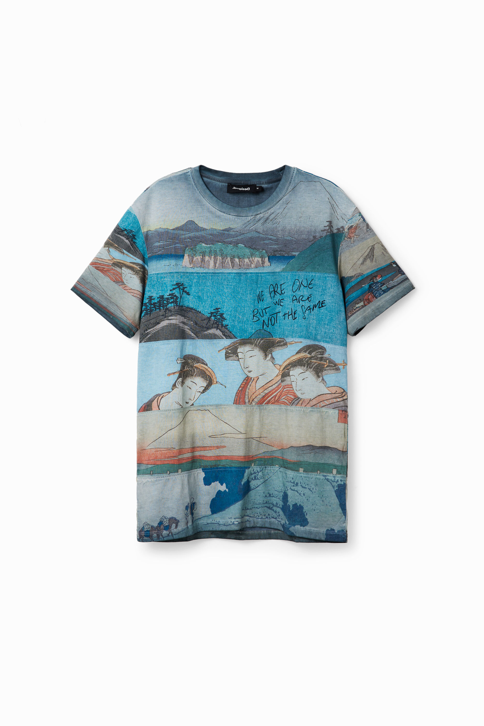 Camiseta de manga corta con estampado japonés para hombre