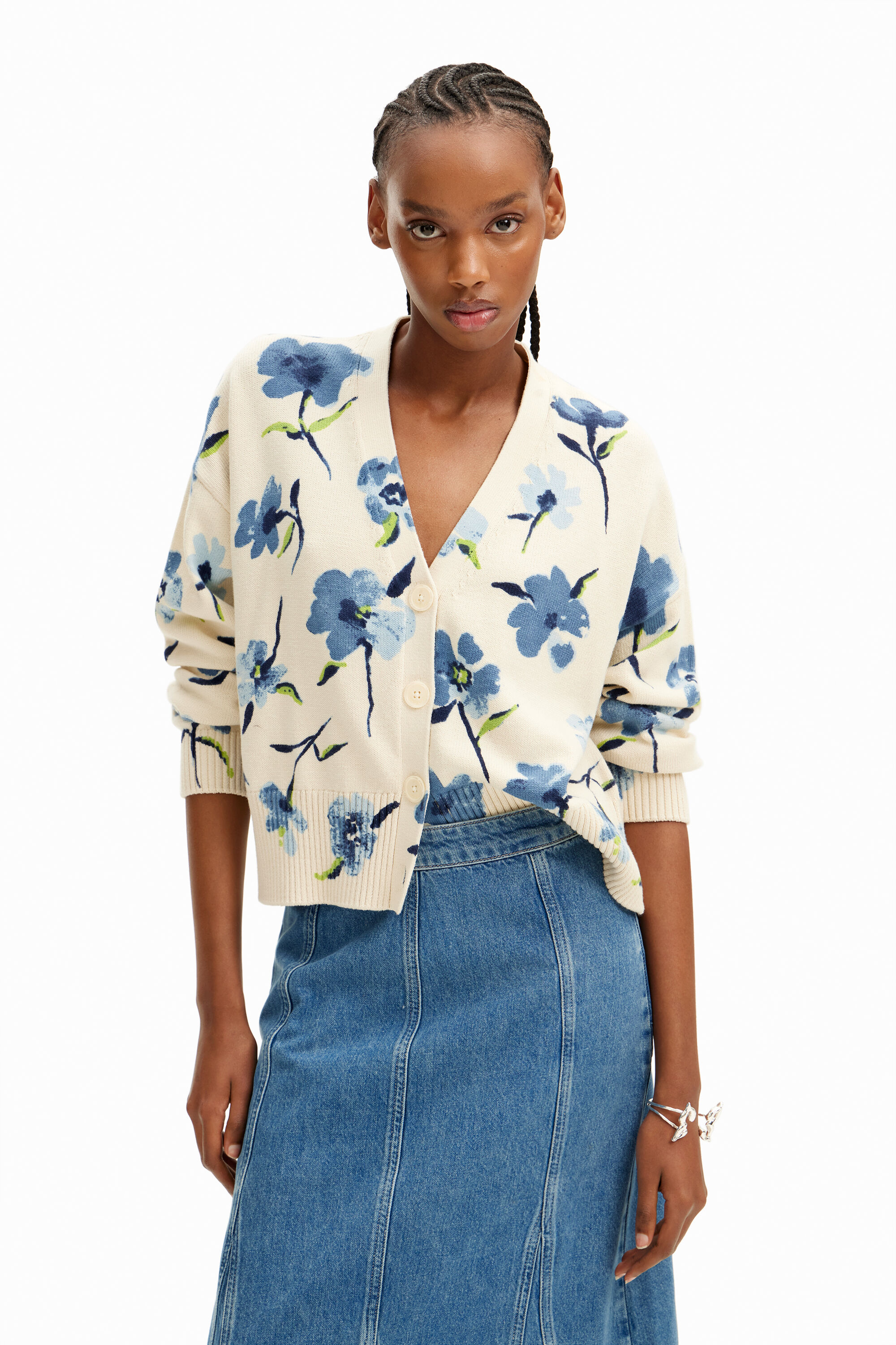 Cárdigan oversize de flores para hombre