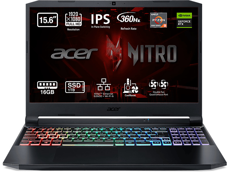 Portátil Gaming Acer AN515-45-R5ZJ 15.6" FHD AMD Ryzen 9 5900HX 32GB RAM 1TB SSD GeForce RTX 3080