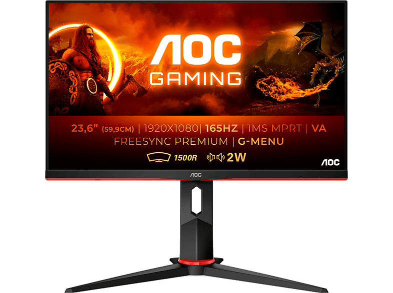 Pantalla AOC C24G2AE 24" FHD 165Hz 1ms Curvo 1500R FreeSync Premium