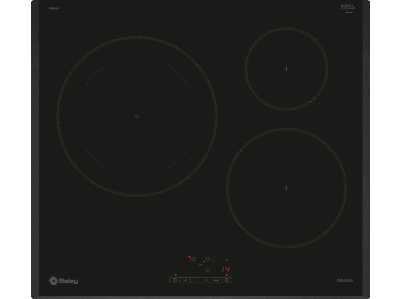 Placa de Inducción Balay 3EB965LR, 3 Zonas, Zona Gigante 28 cm, Control Táctil Placa de Inducción Balay 3EB965LR, 3 Zonas, Zona Gigante 28 cm, Control Táctil