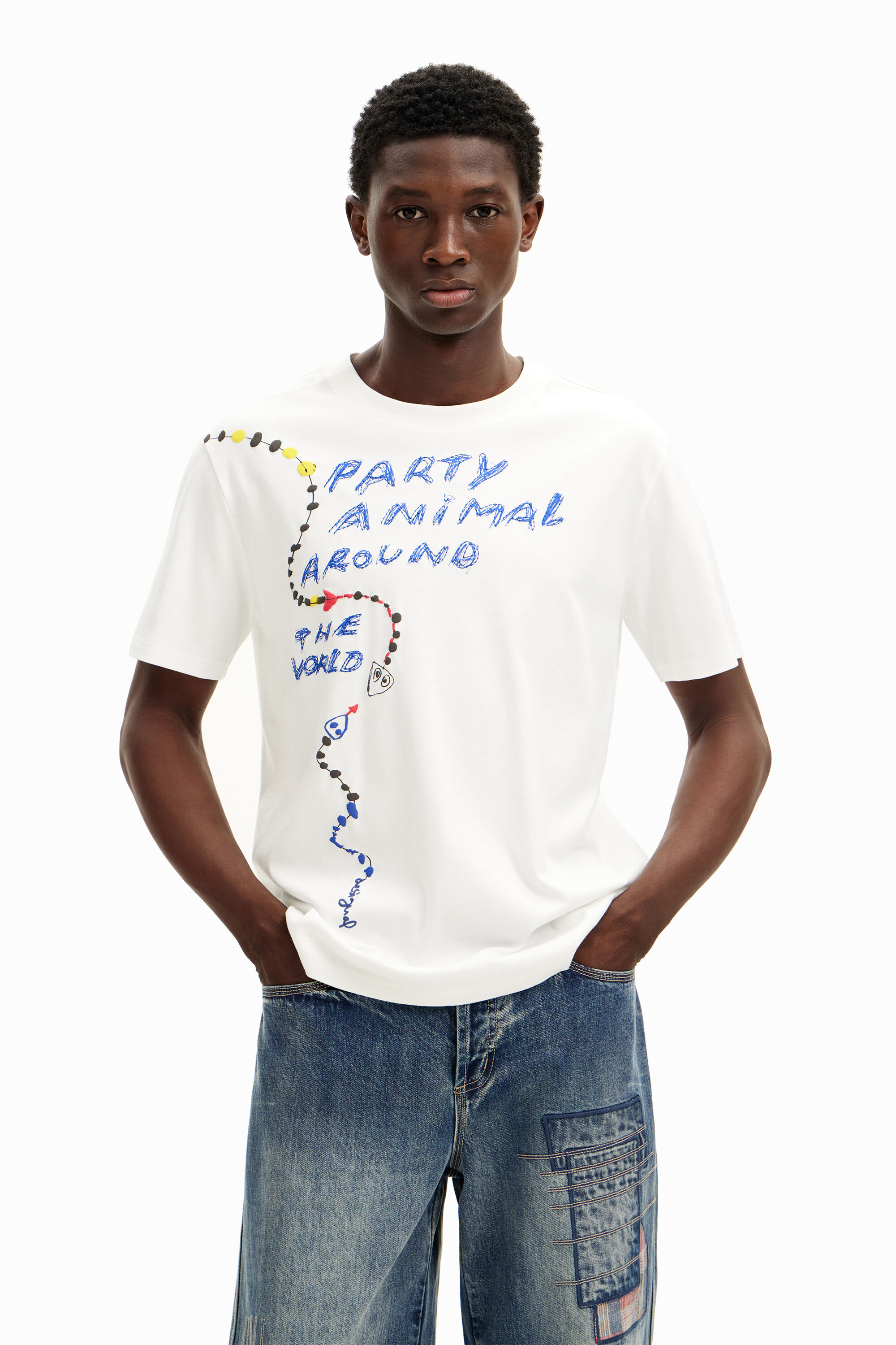 Camiseta Desigual Party Animal de Manga Corta para Hombre