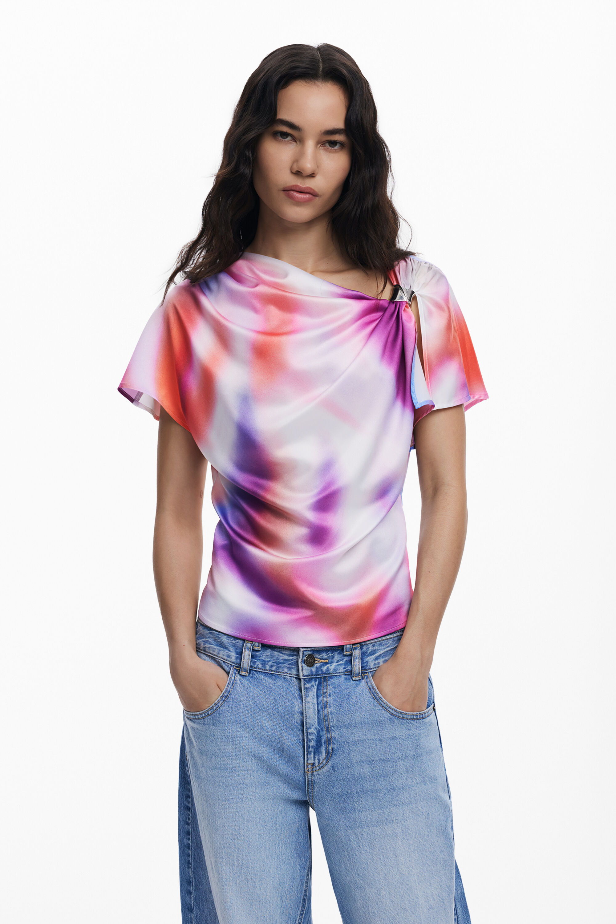 Blusa Desigual Drapeada Degradado