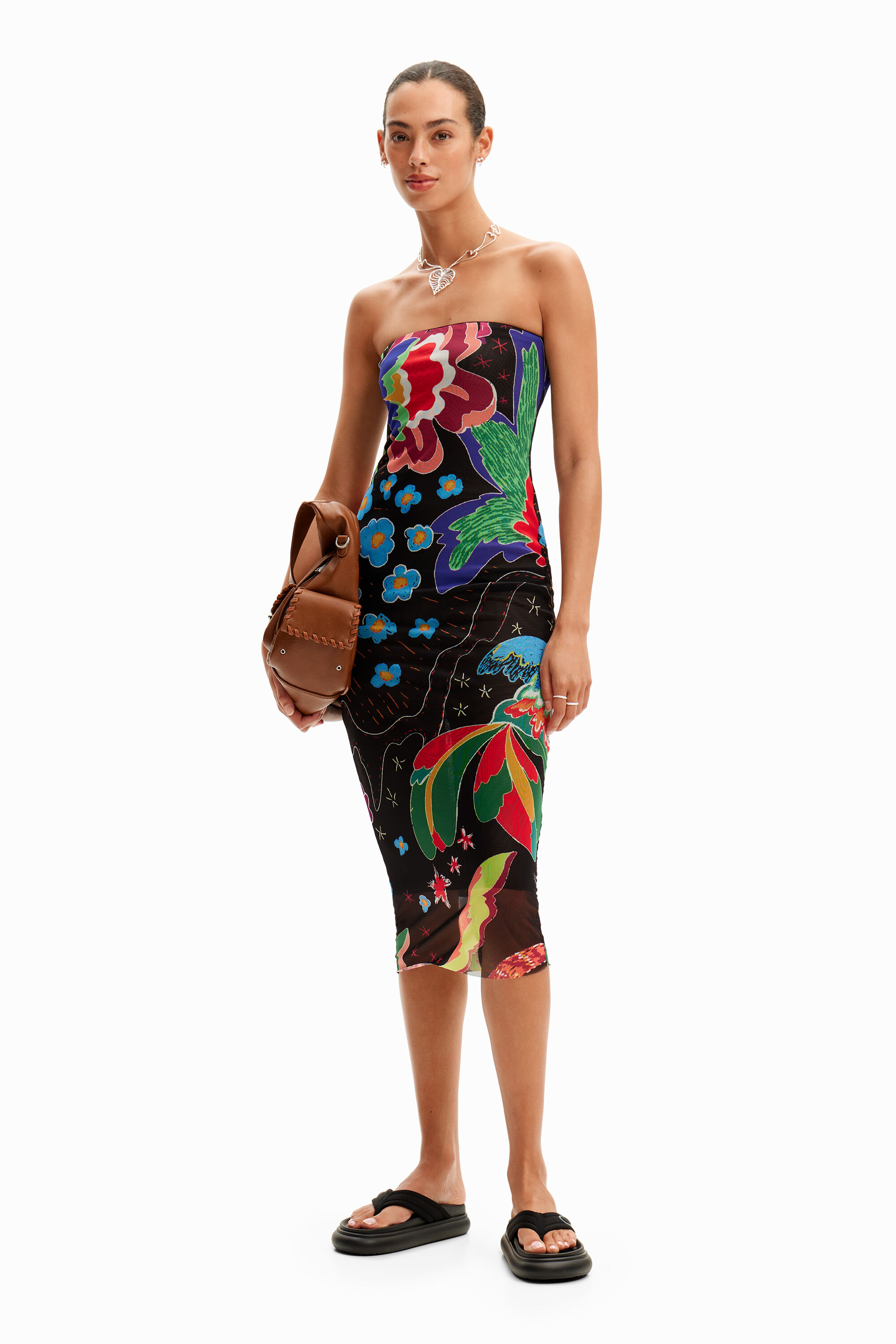 Desigual Vestido Midi Bandeau Dibujos Jungla