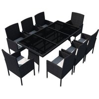 Set Comedor de Jardín 9 Piezas de Ratán Sintético