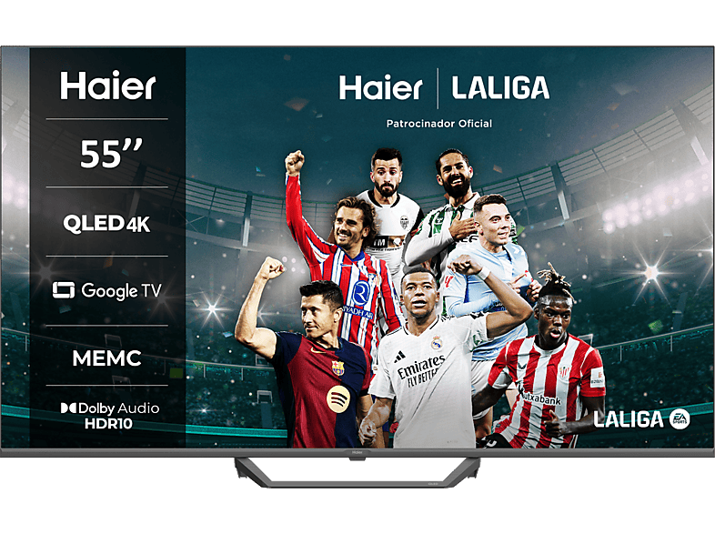 TV QLED 55" Haier S80E Series H55S80EUX Smart Google TV HDR 4K Direct LED Dolby Audio