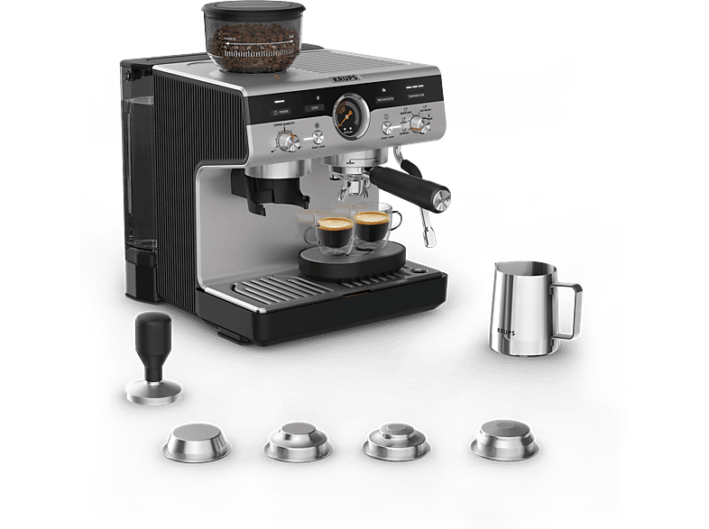Krups Precision XP801T Cafetera Express Reacondicionada con Molinillo Integrado, 15 Bar, 1500 W, 3.5 L