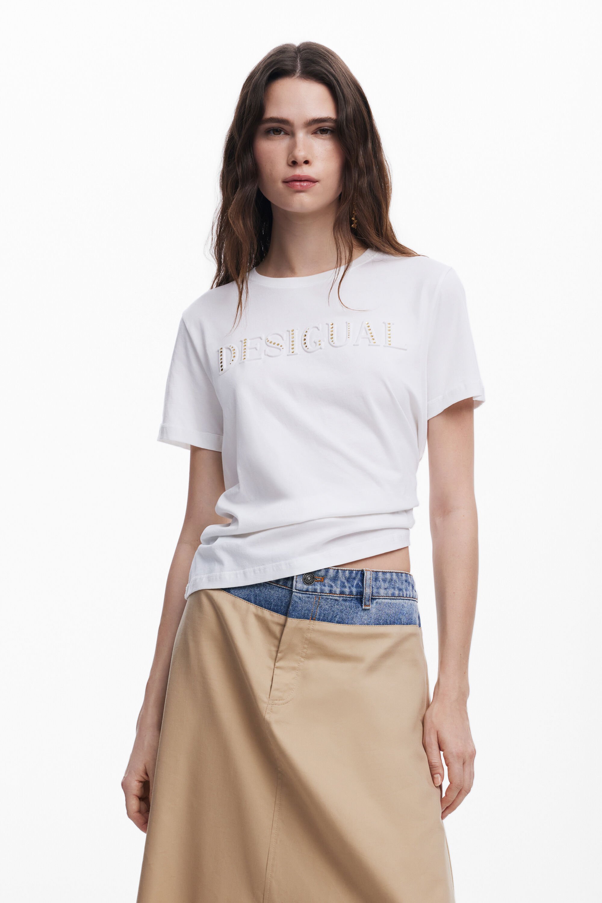 Camiseta con logo de brillo Desigual para mujer