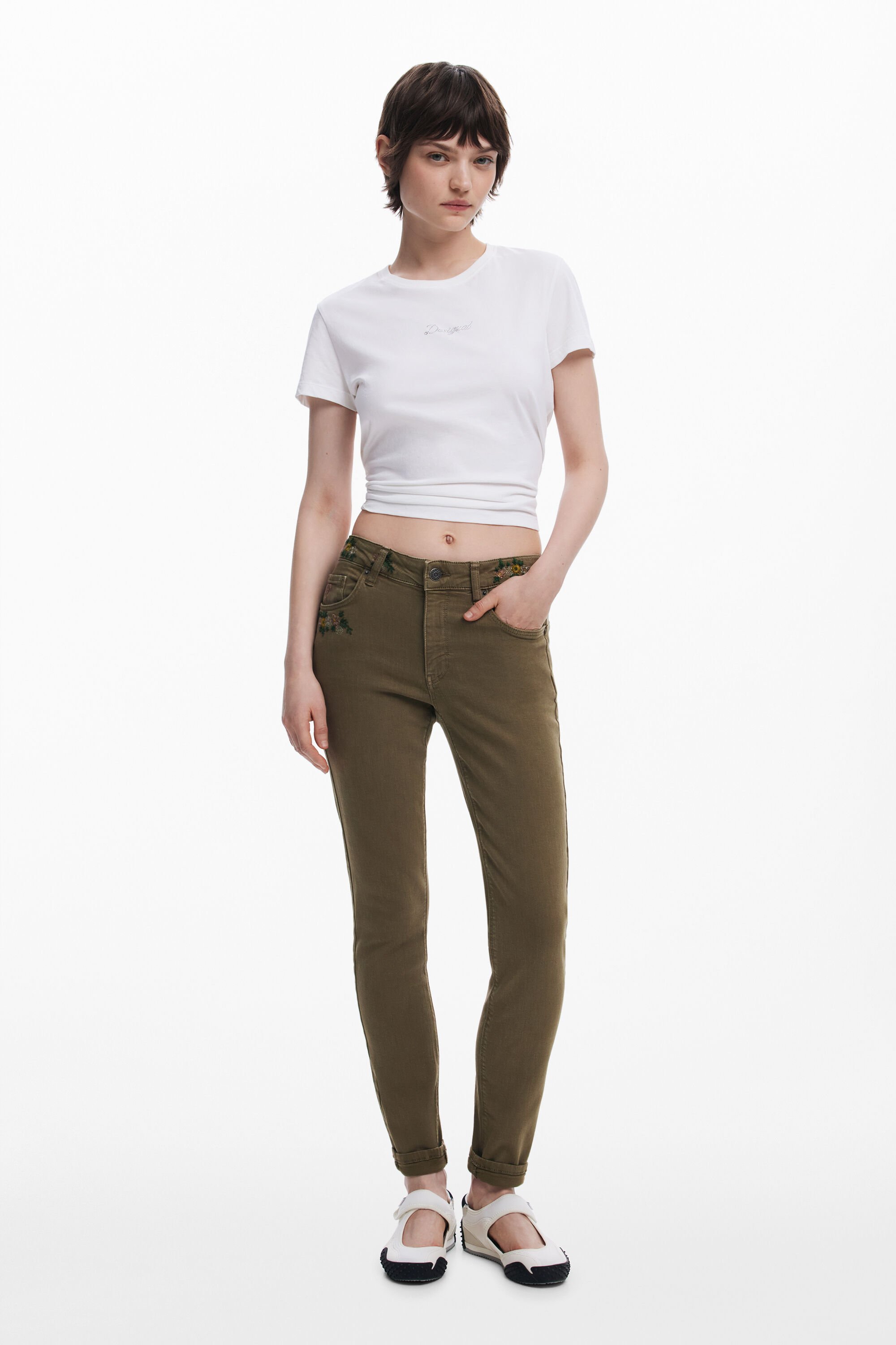 Vaquero skinny bordados cintura fehombre Vaquero skinny bordados cintura fehombre