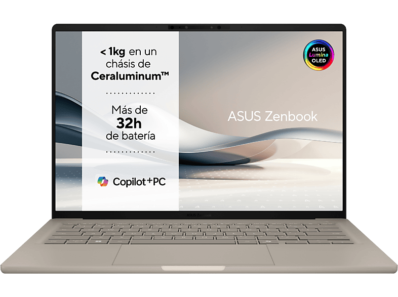 ASUS Zenbook A14 OLED UX3407QA-QD332W Copilot+ PC, Snapdragon X X1-26-100, 32 GB RAM, 512 GB SSD