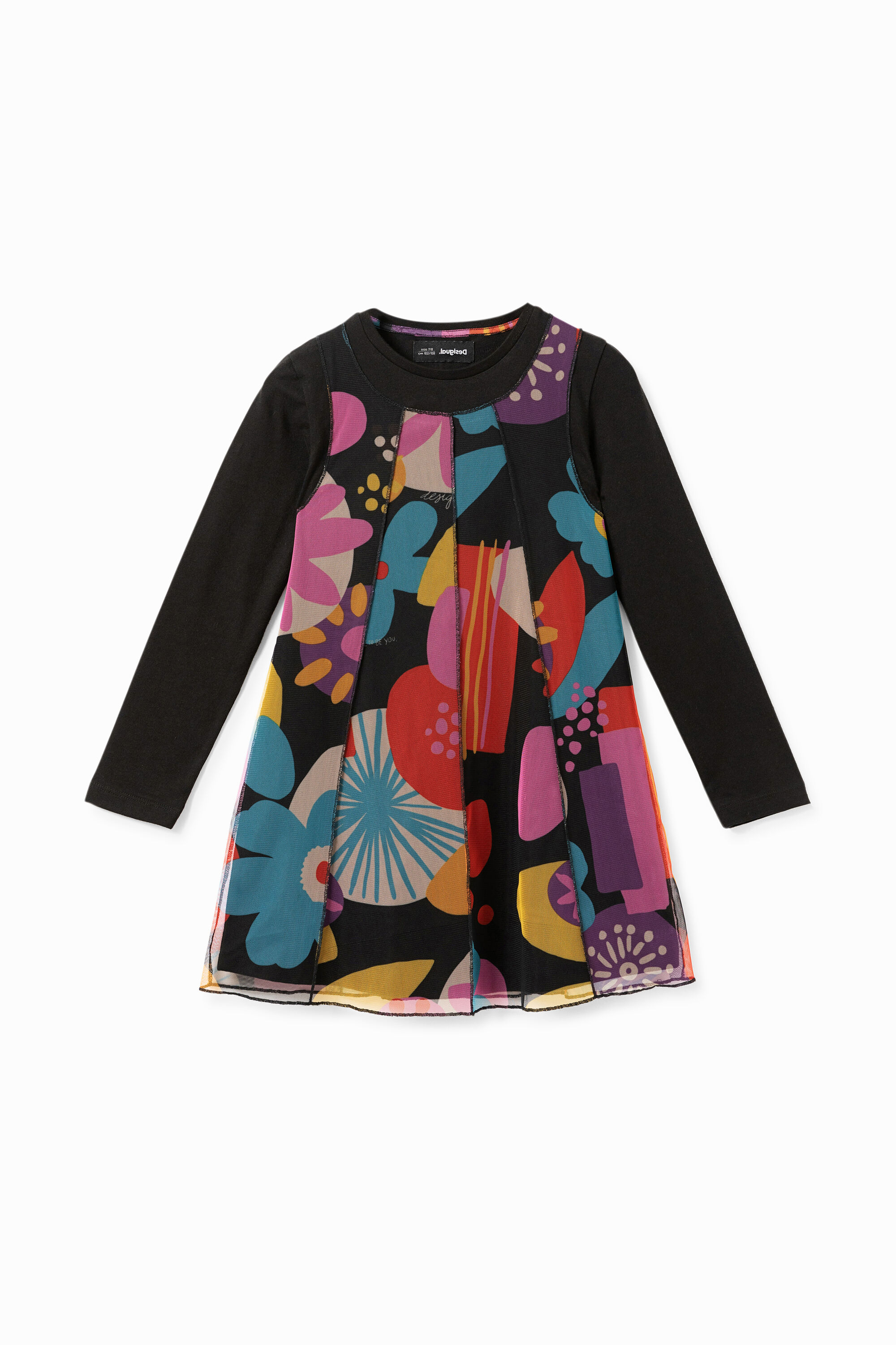 Vestido de Tul Desigual con Estampado
